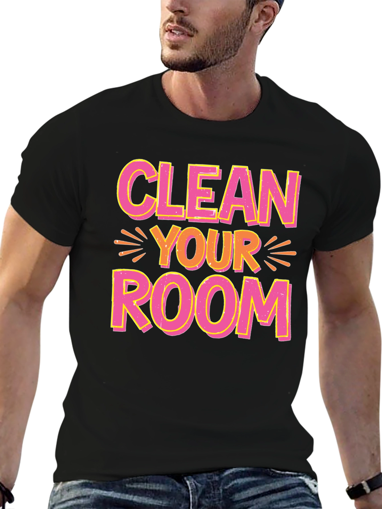 Black Clean Your Room Graphic Tee view 6