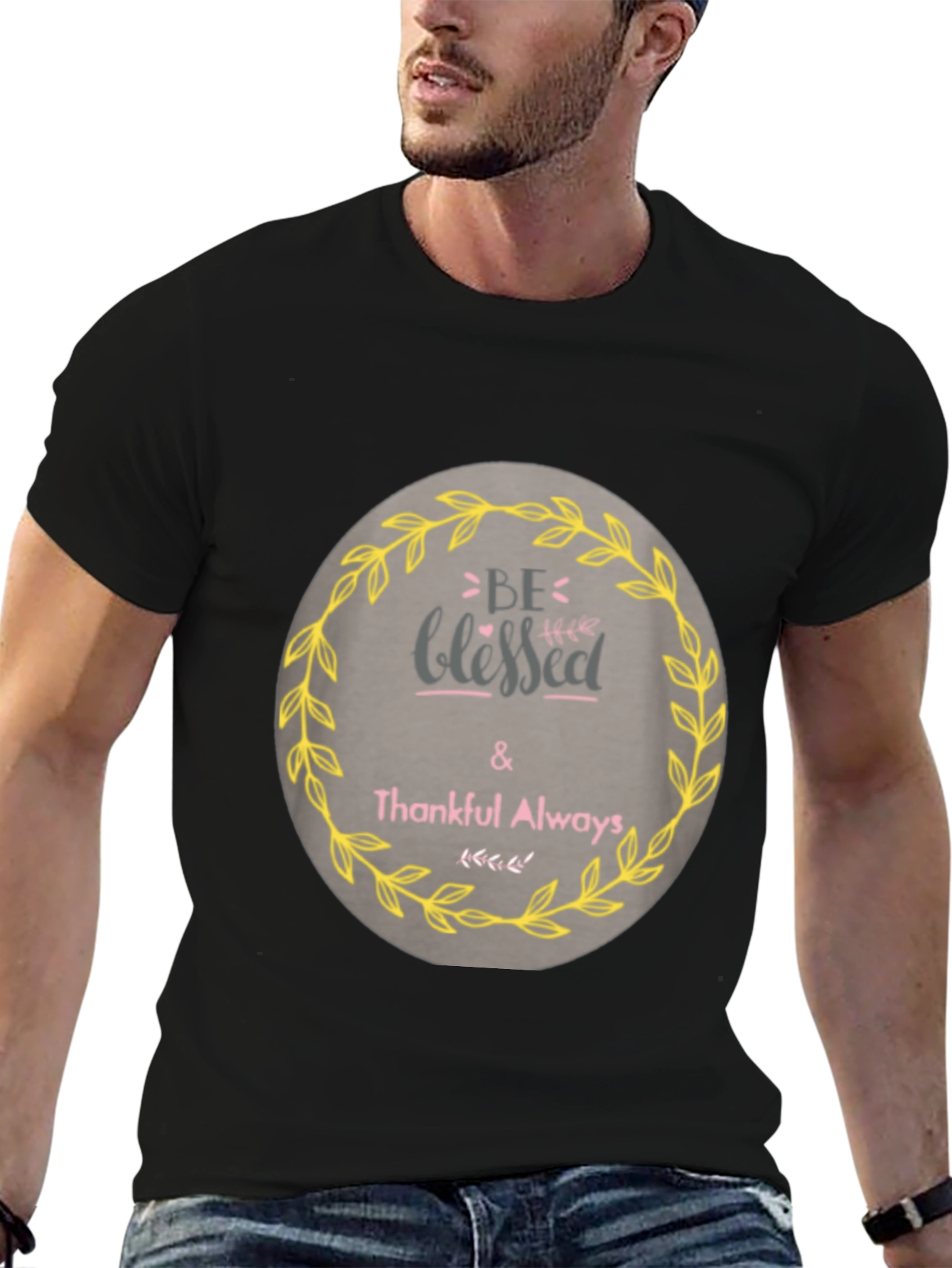 Black Be Blessed & Thankful Graphic T-Shirt view 6
