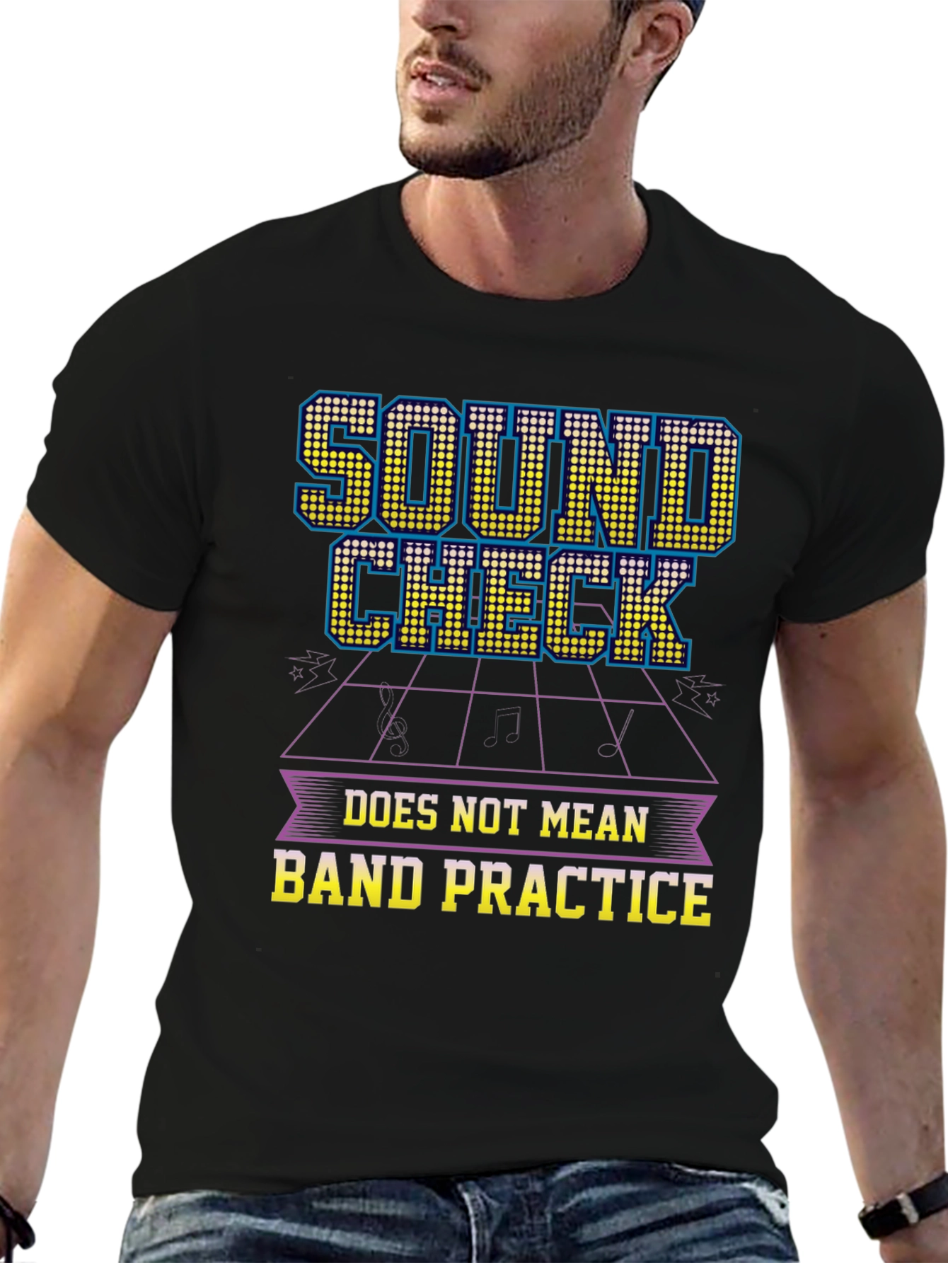 Black Sound Check Band Practice T-Shirt view 6