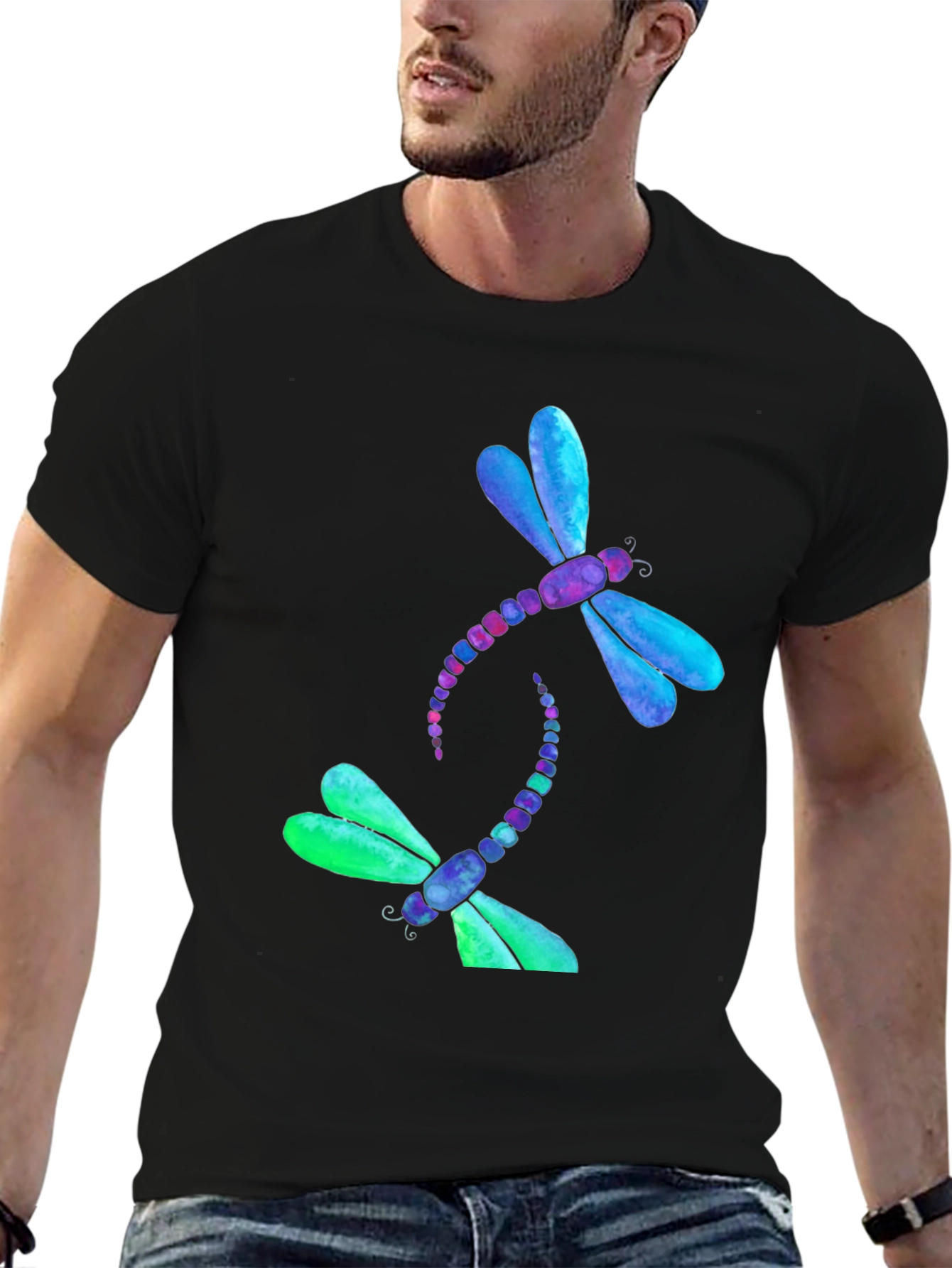 Black Dragonfly Graphic Tee - Men's Black T-Shirt view 6