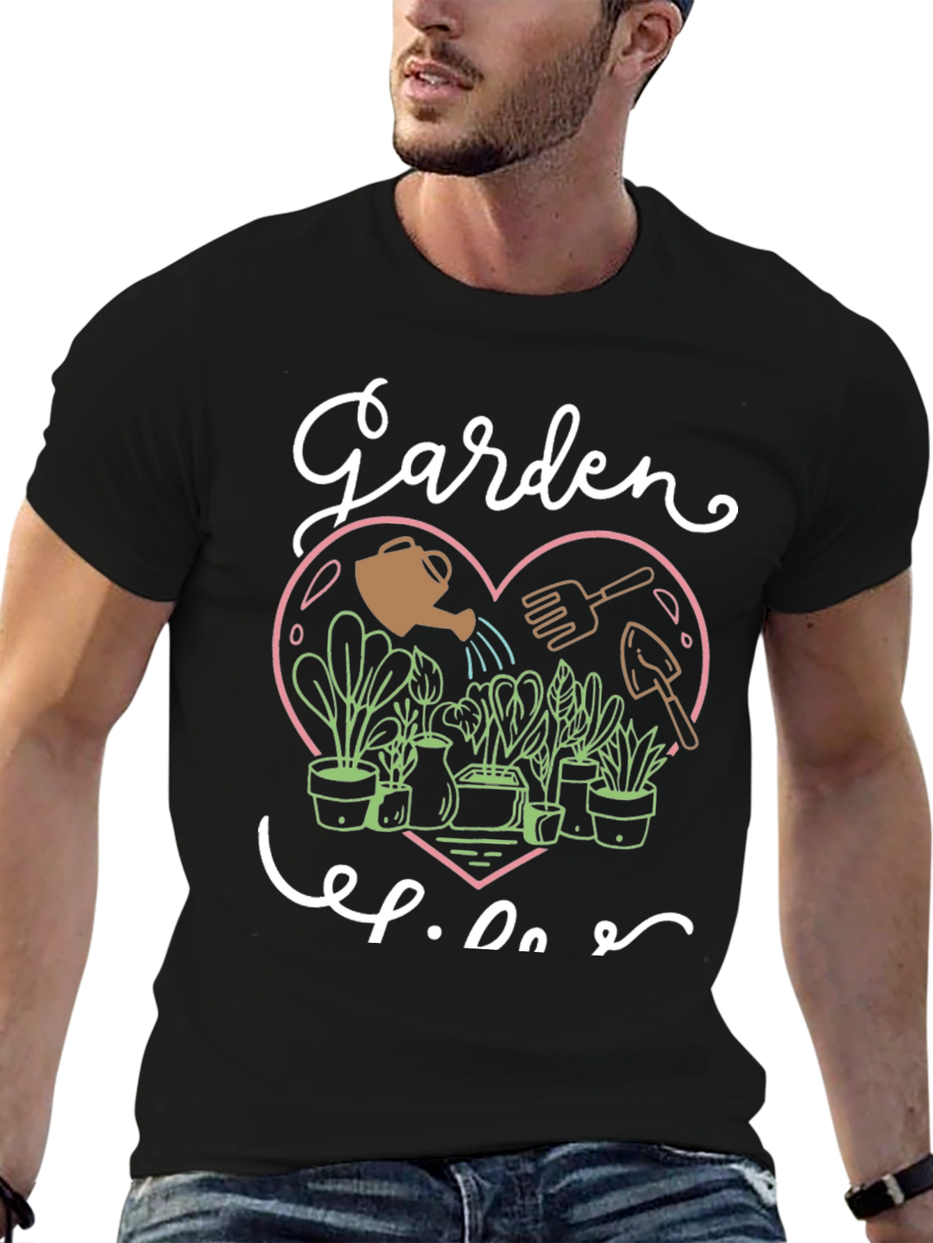 Black Garden Life Graphic Tee - Black Cotton T-Shirt view 6