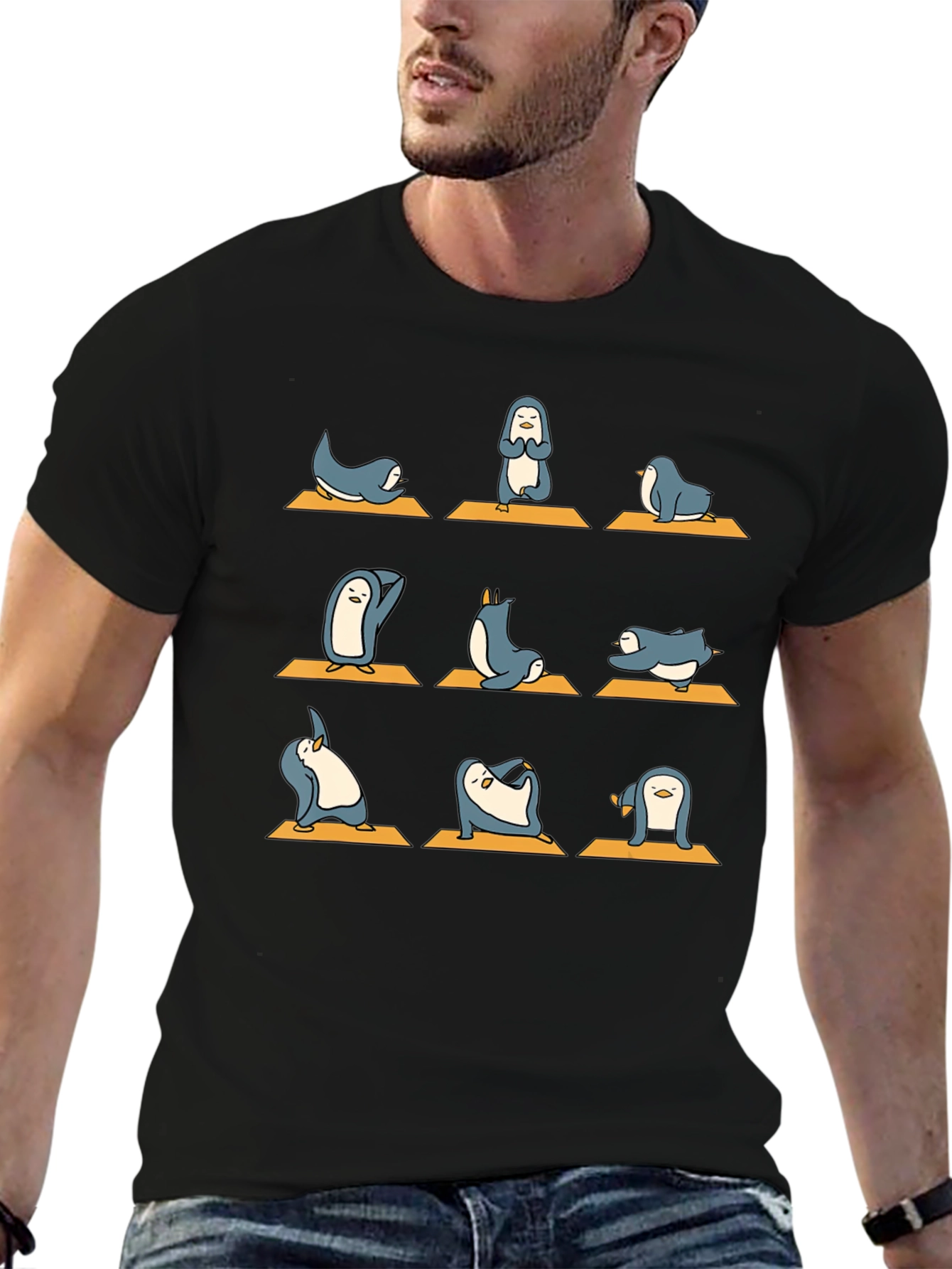 Black Yoga Penguin Graphic Tee view 6