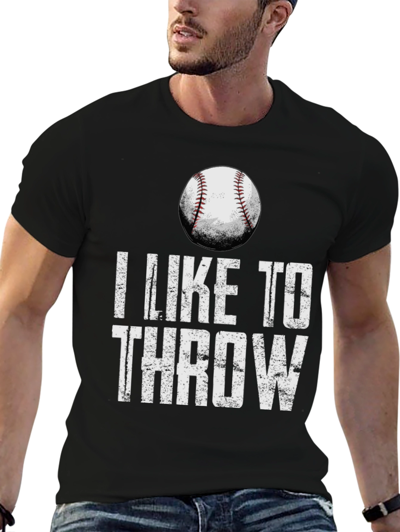 Black I Like to Throw Baseball Graphic Tee view 6