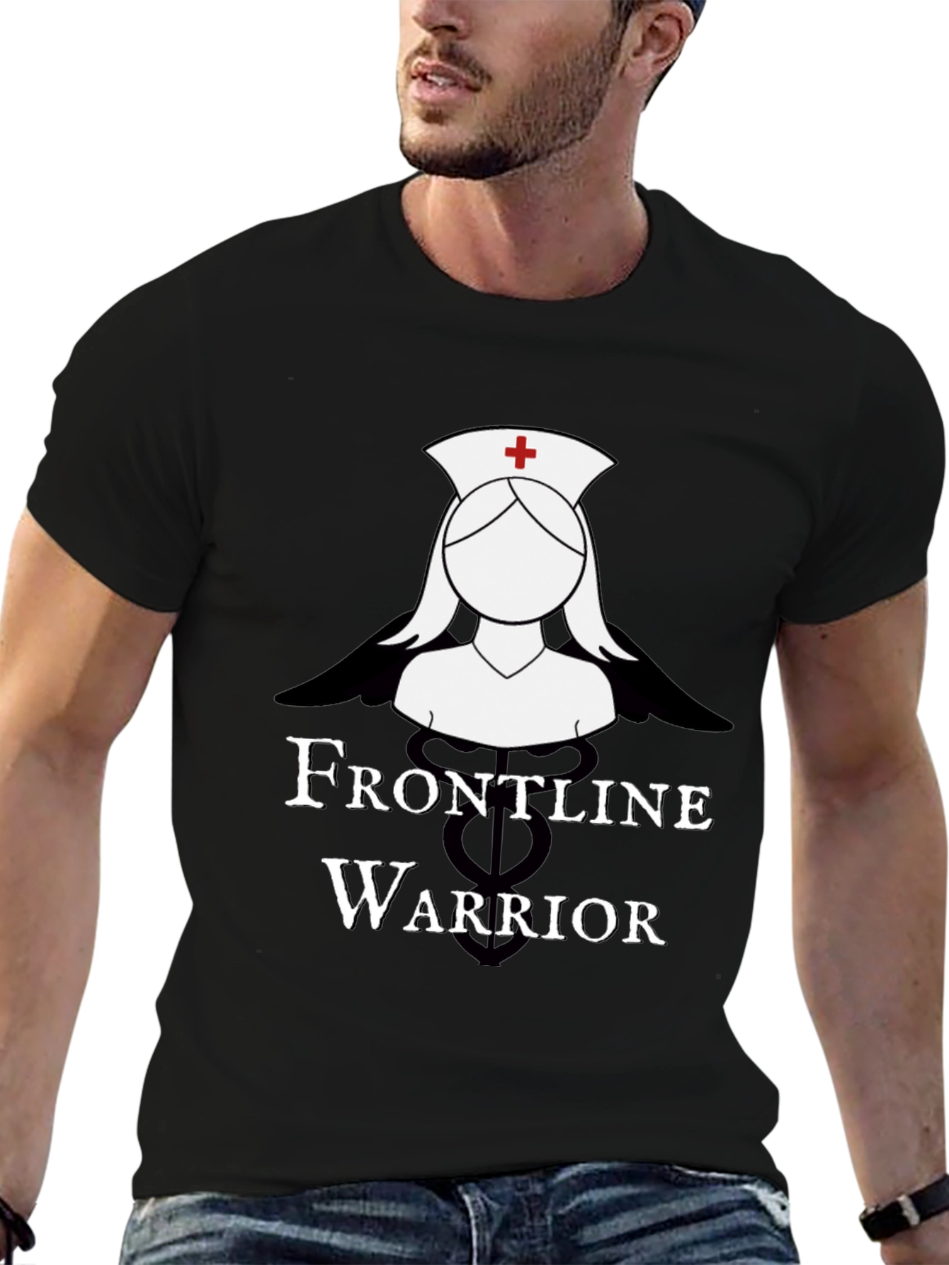 Black Frontline Warrior Nurse T-Shirt view 6