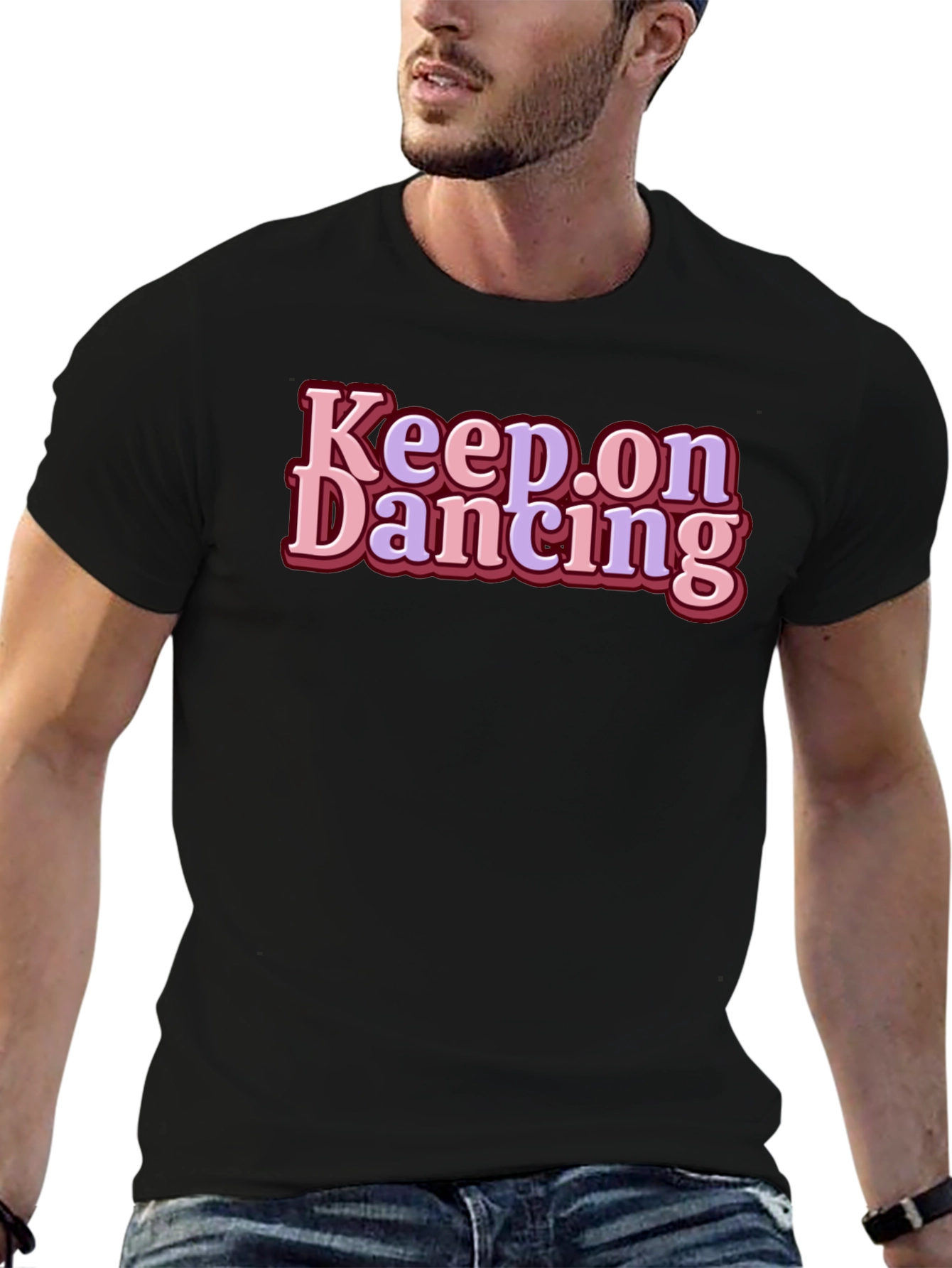 Black Keep on Dancing Graphic Tee - Retro Style view 6