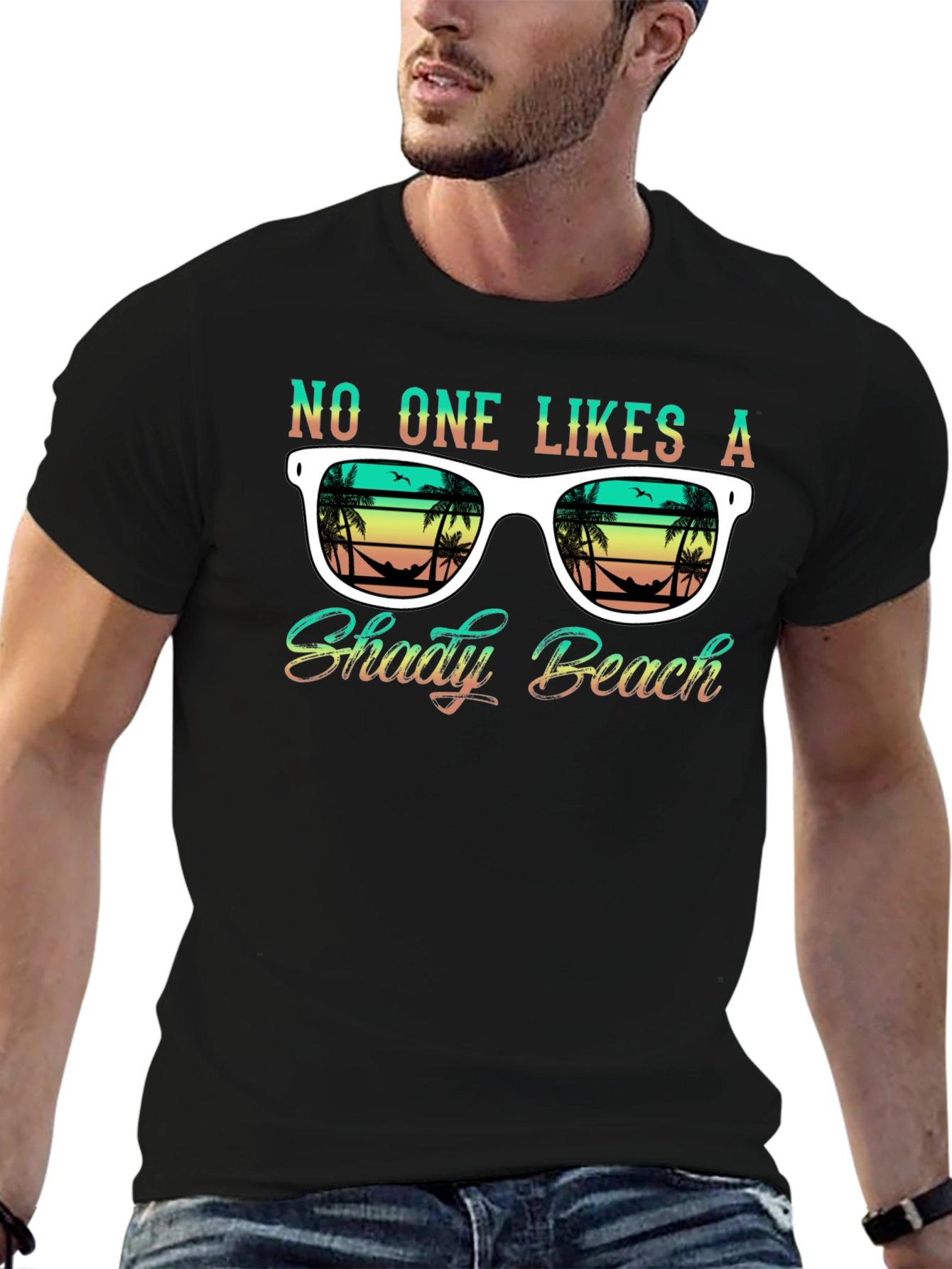 Black Shady Beach Sunglasses Graphic T-Shirt view 6