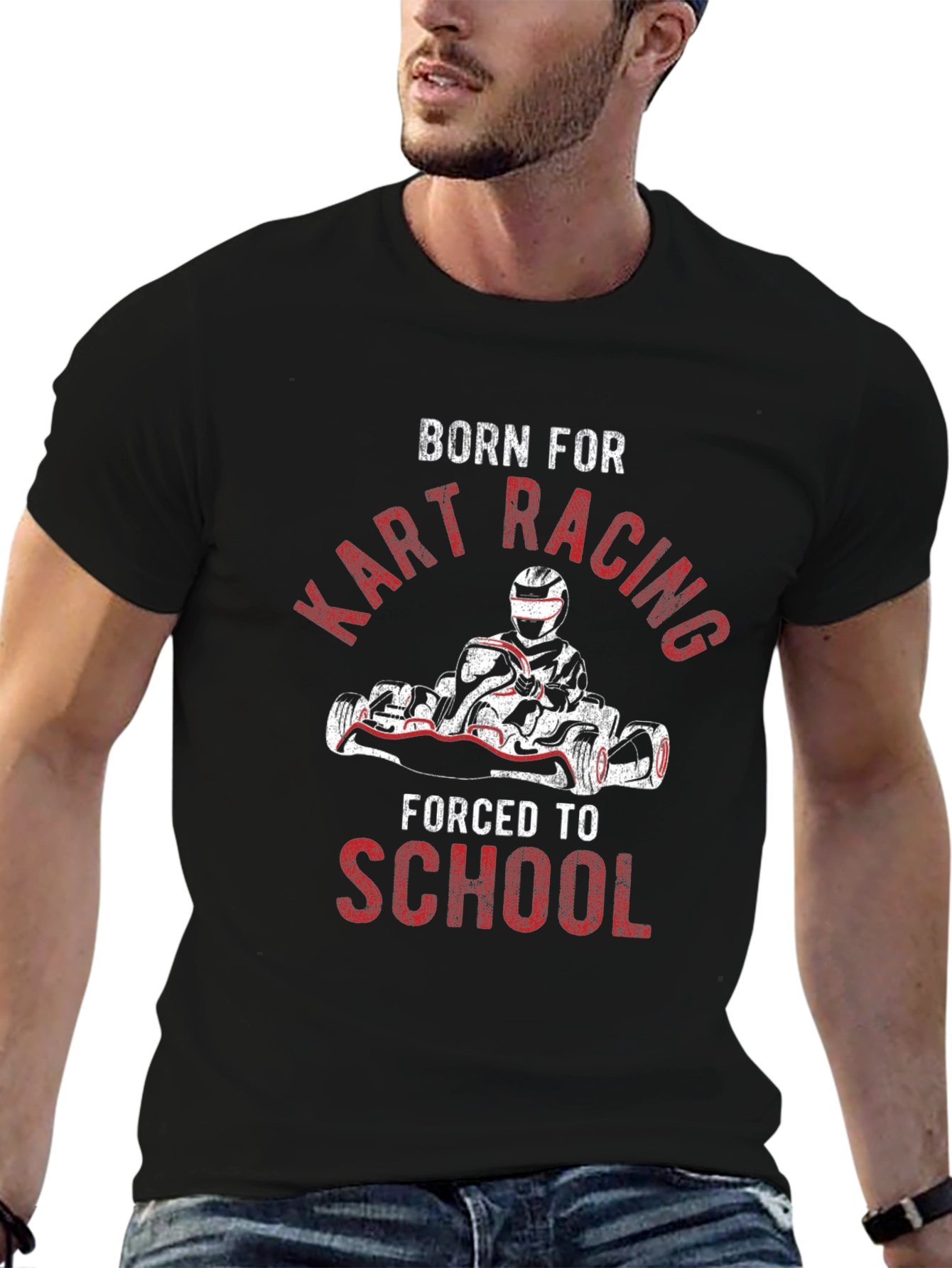 Black Born for Kart Racing T-Shirt - Motorsports Passion view 6