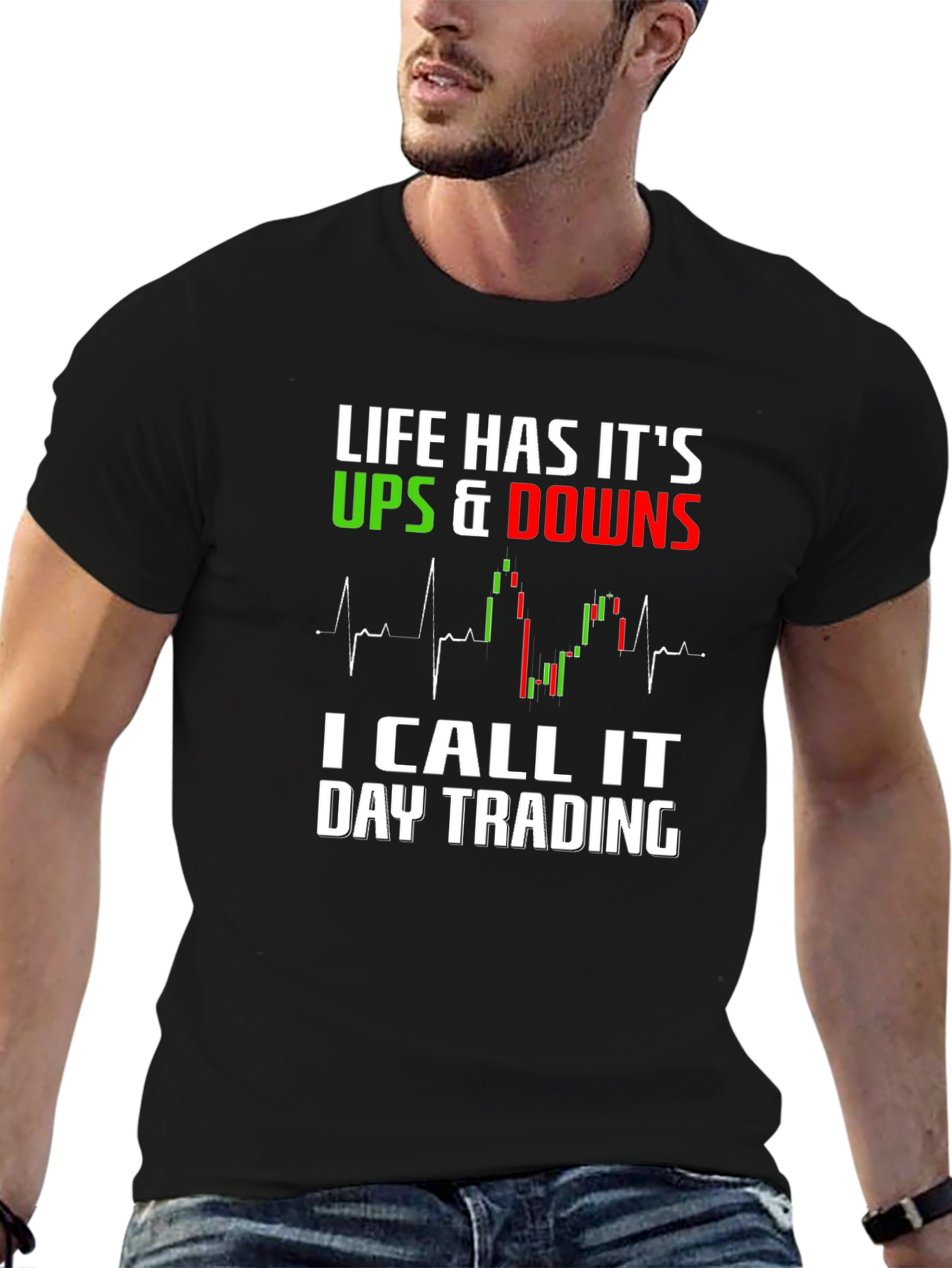 Black Day Trading T-Shirt - Life's Ups and Downs Tee view 6