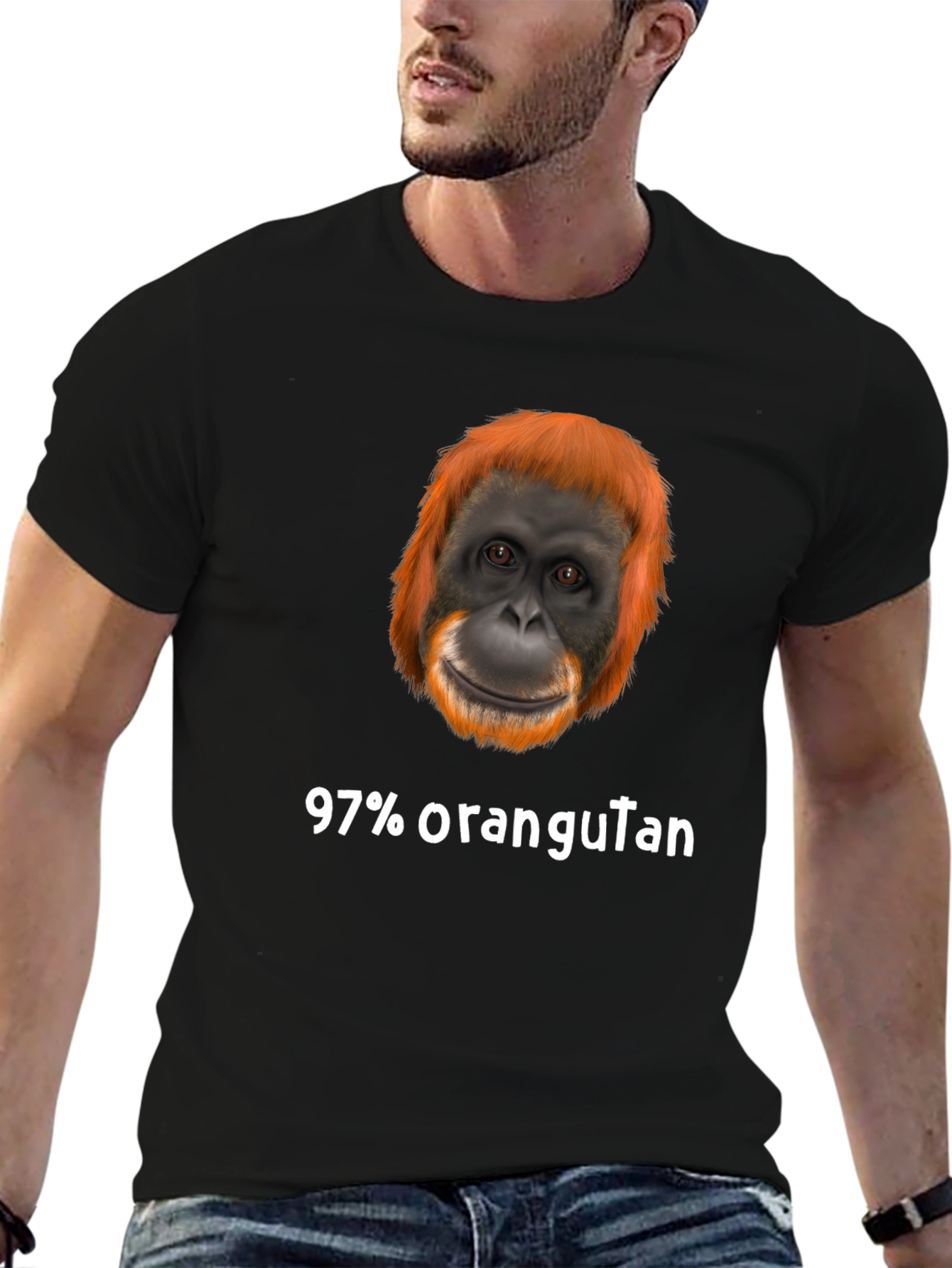 Funny 97% Orangutan Graphic Print T-Shirt - 6