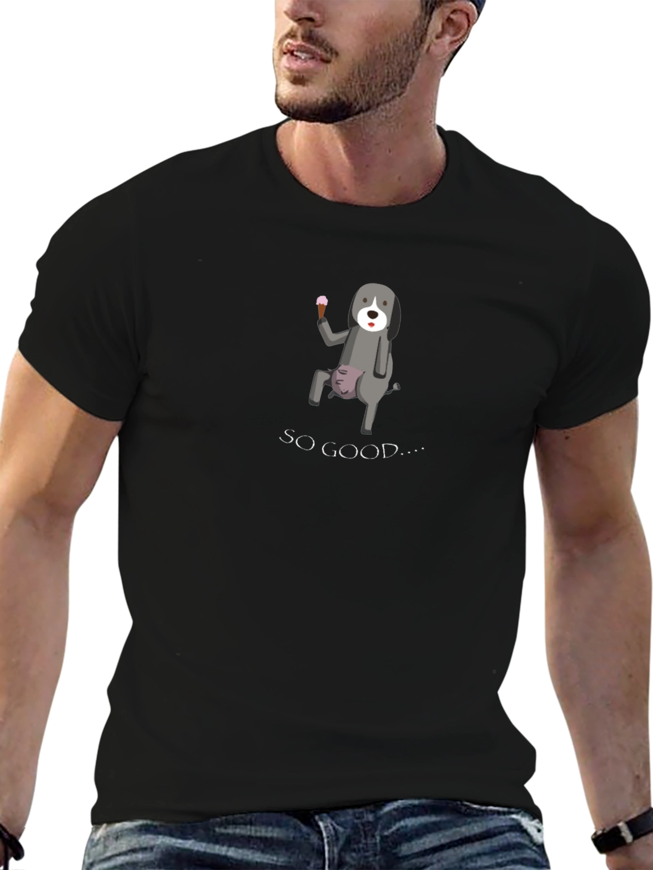 Black Funny Dog Ice Cream Graphic Tee view 6