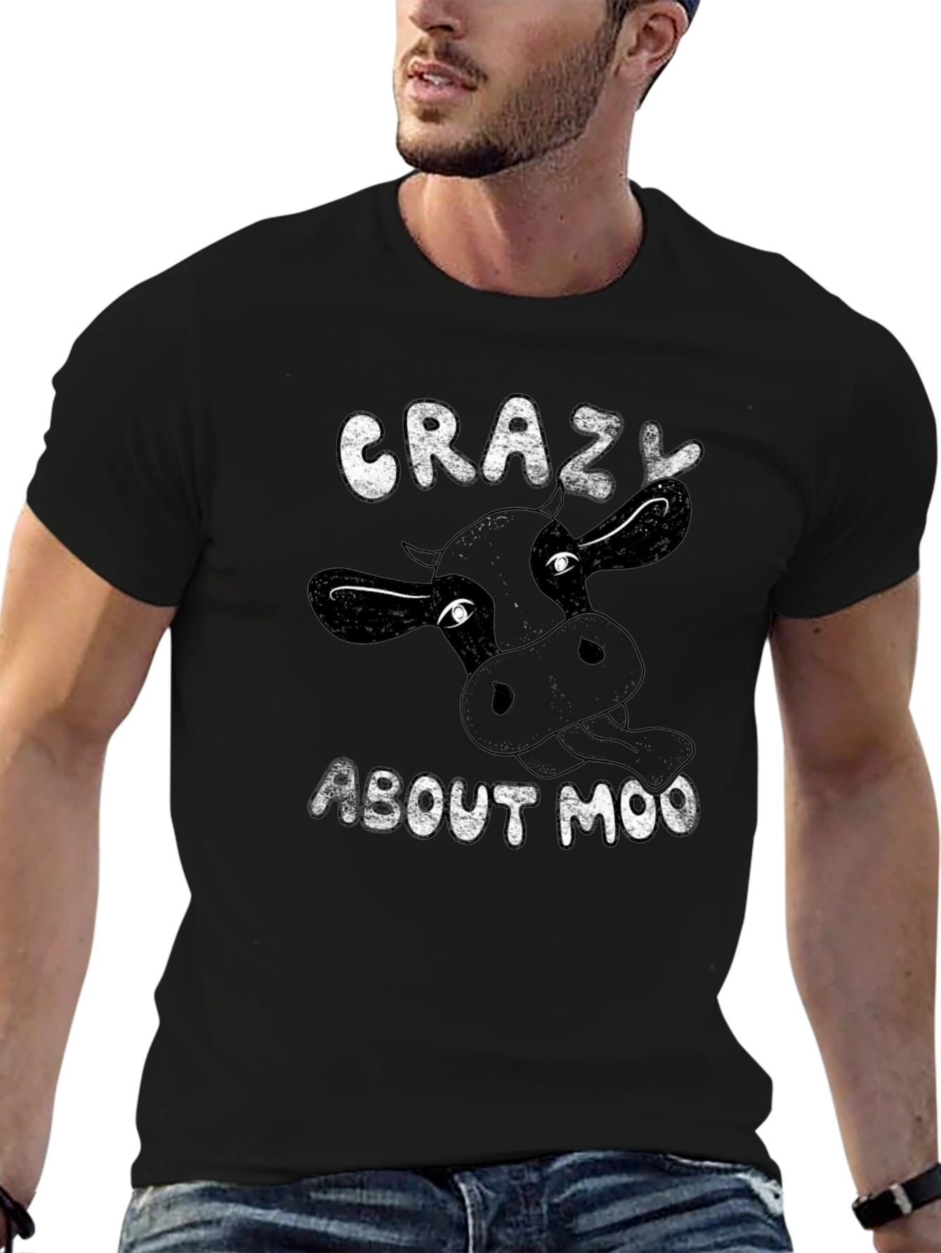 Black Crazy About Moo Black T-Shirt view 6