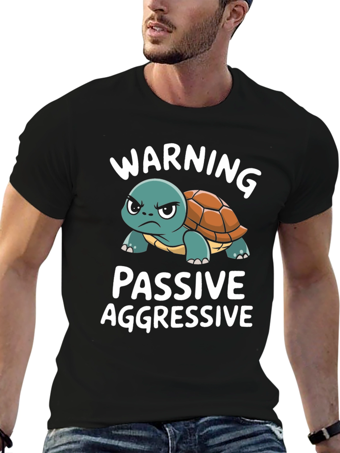 Black Passive Aggressive Turtle T-Shirt Funny Novelty Tee view 6