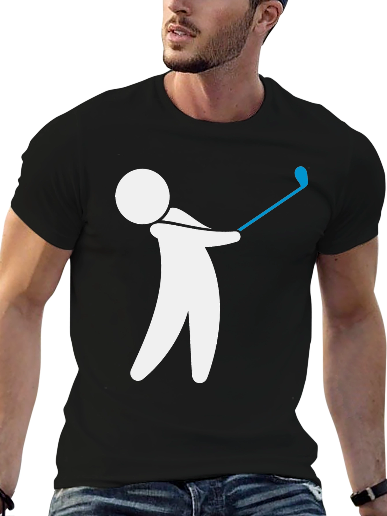 Black Golf Swing Graphic Tee - Black Cotton T-Shirt view 6