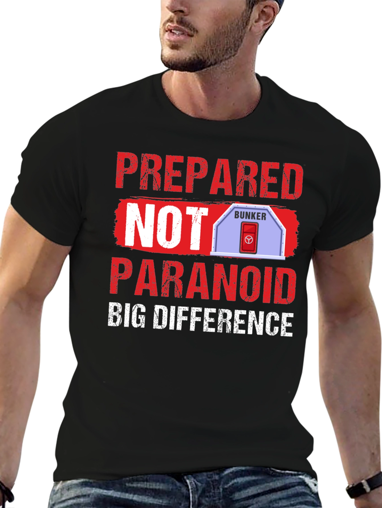 Black Prepared Not Paranoid Bunker T-Shirt view 6
