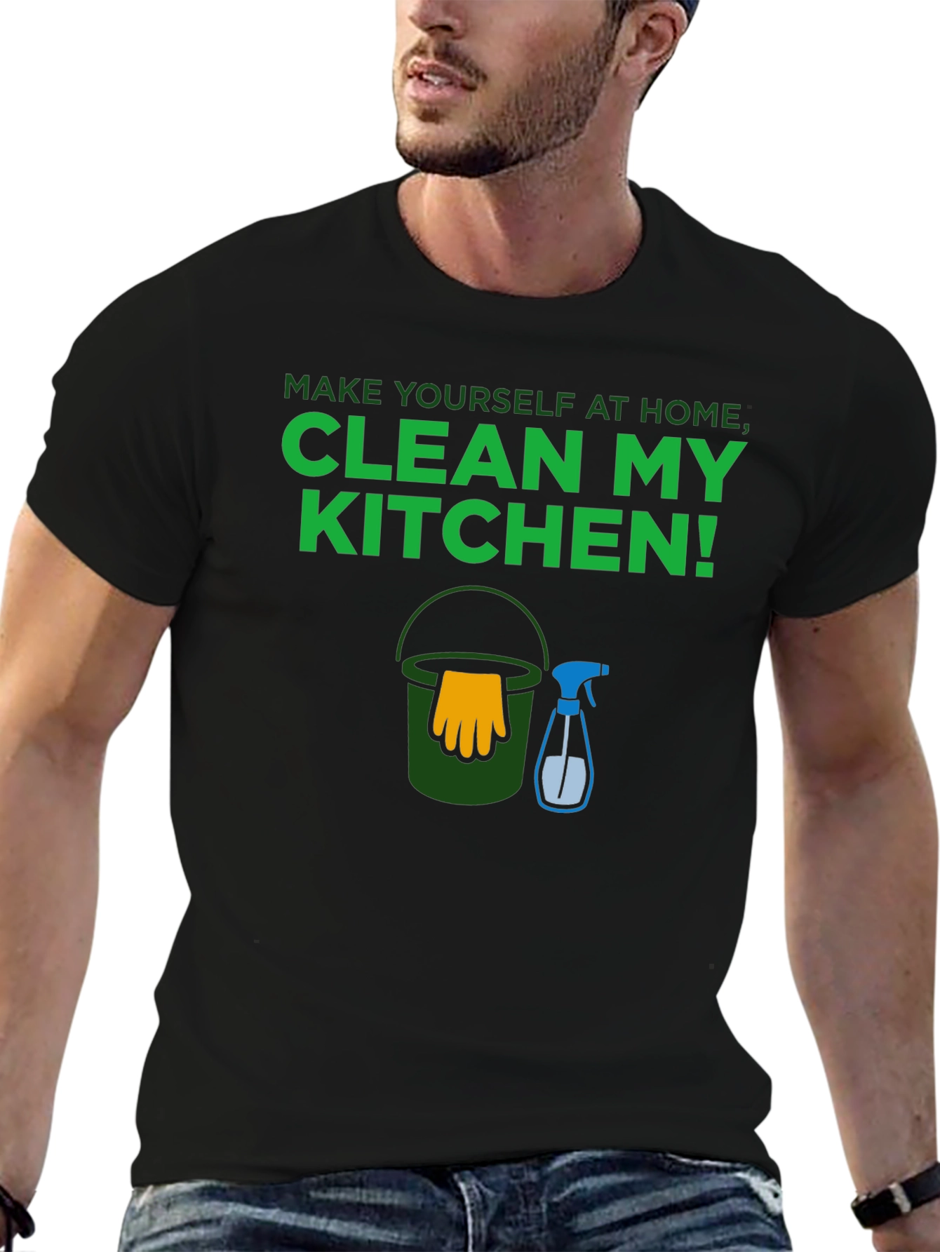 Black Clean My Kitchen Graphic Tee view 6
