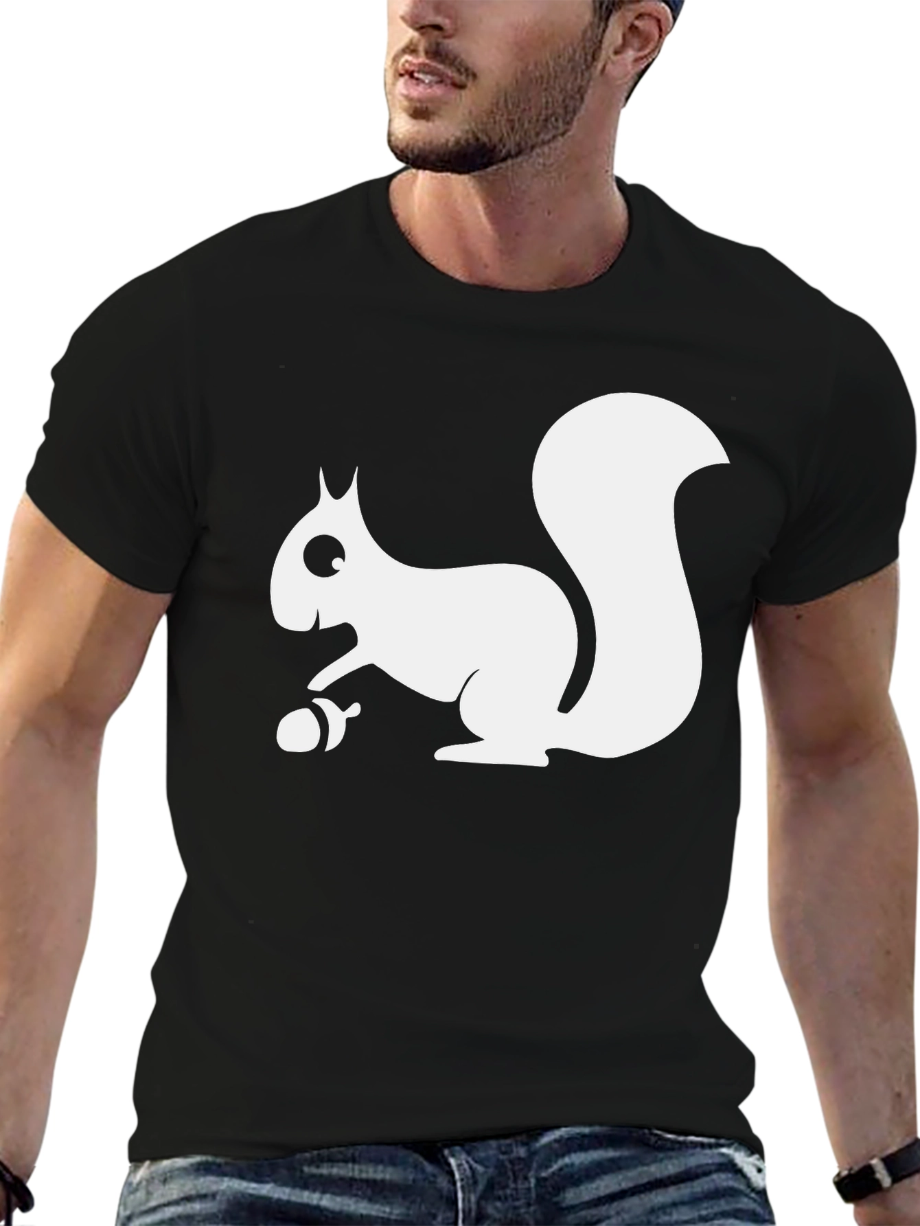 Black Squirrel Graphic Tee - Black Cotton T-Shirt view 6