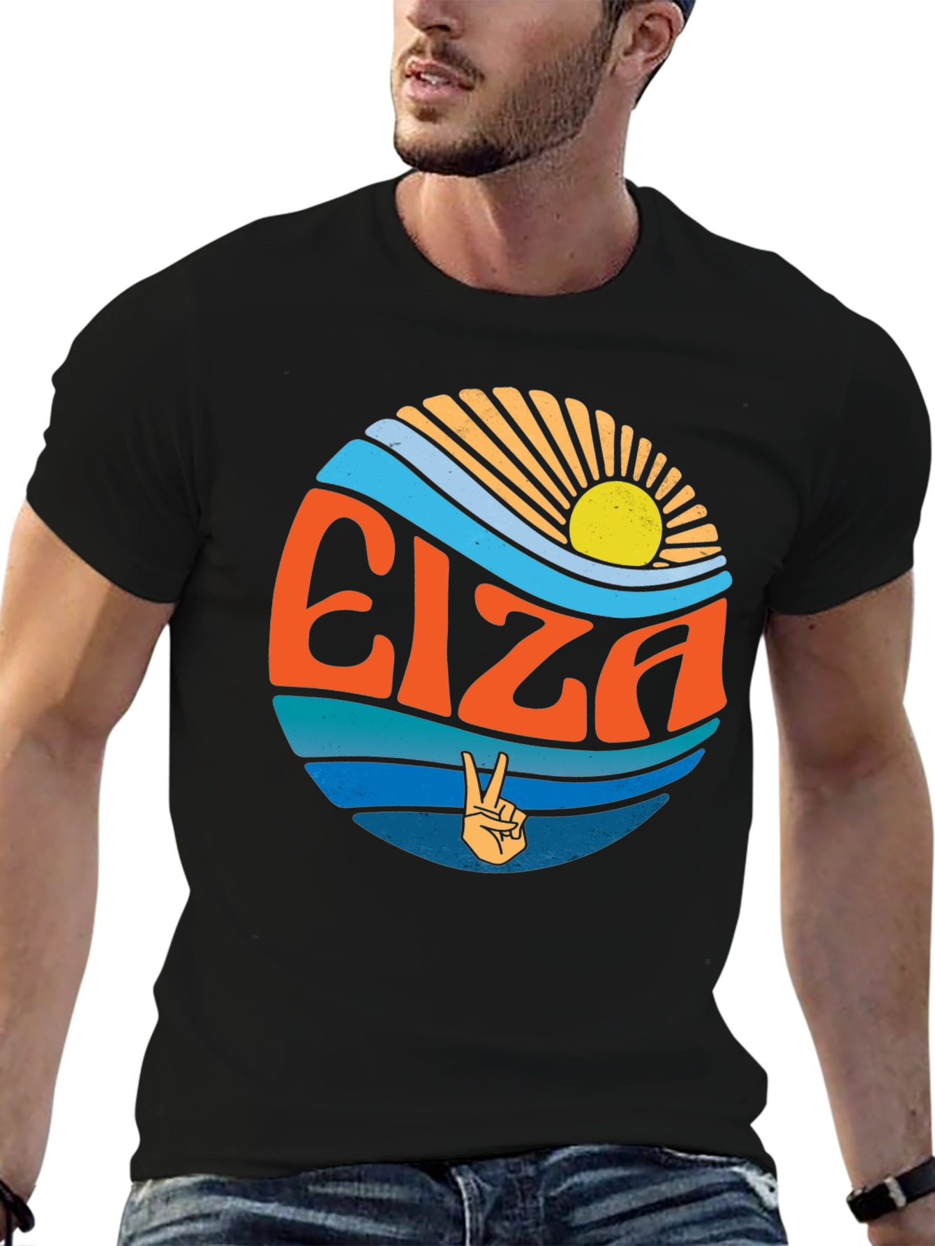 Black Elza Retro Graphic Tee - Peace & Sunshine view 6