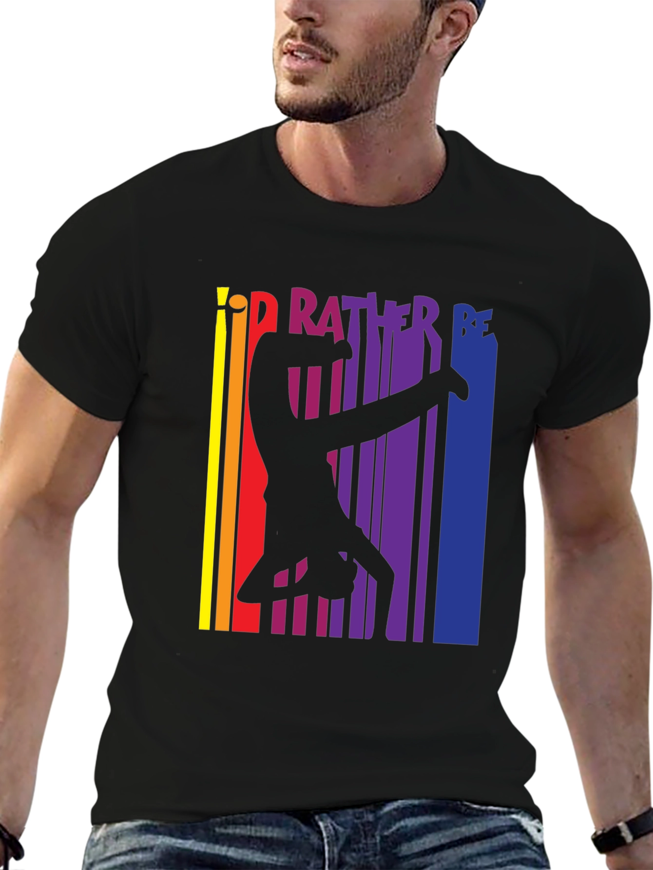 Black Gymnast Pride T-Shirt - I'd Rather Be Gymnastics Tee view 6
