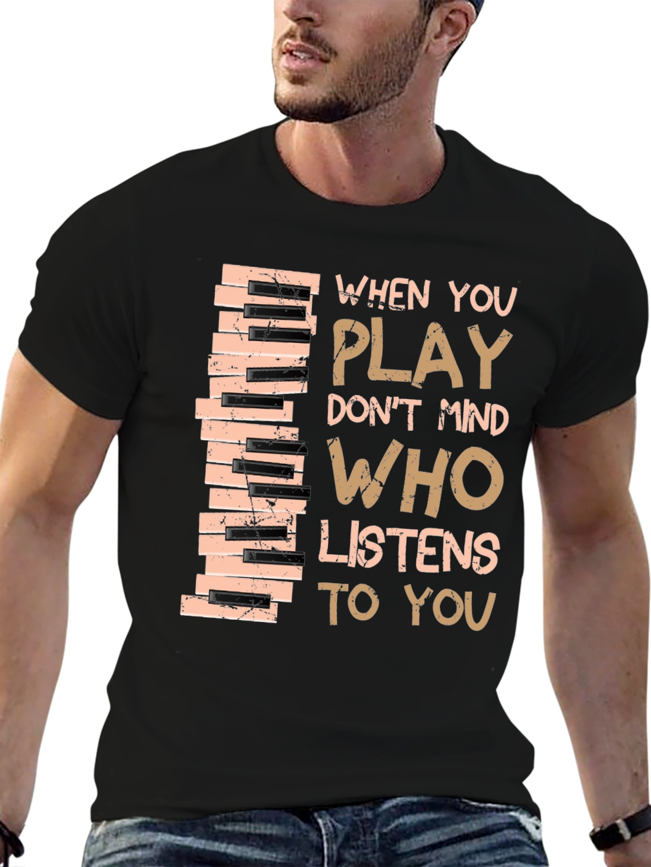 Black Piano Keys T-Shirt - Musical Inspiration view 6