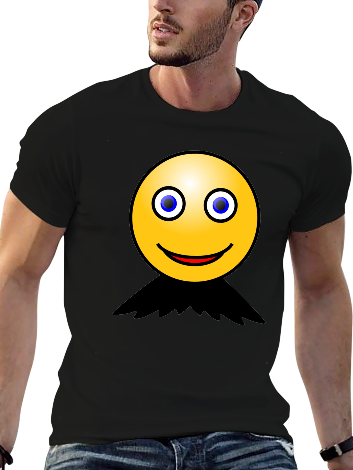 Black Smiley Face Graphic Black T-Shirt view 6