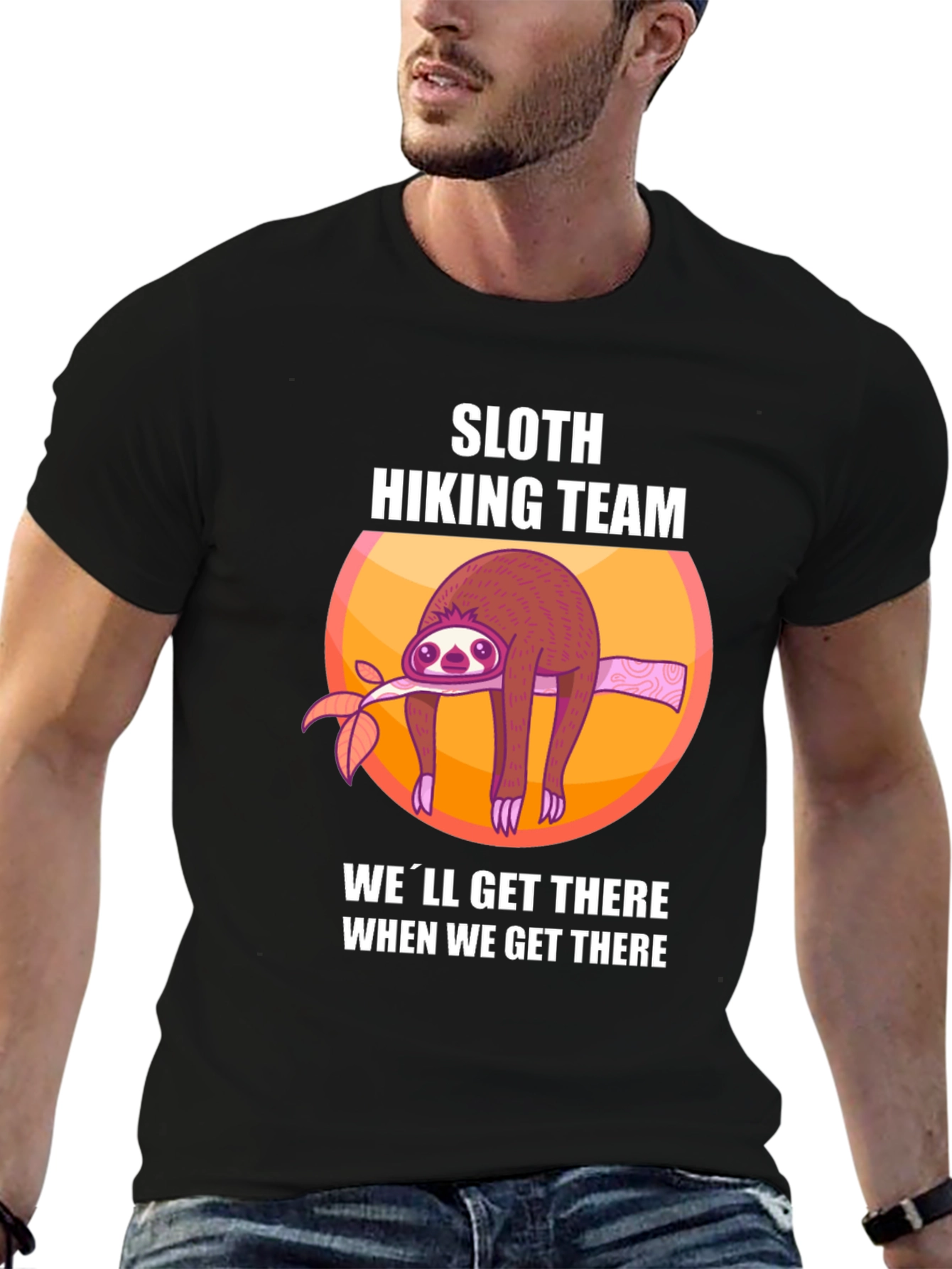 Black Sloth Hiking Team Graphic T-Shirt view 6