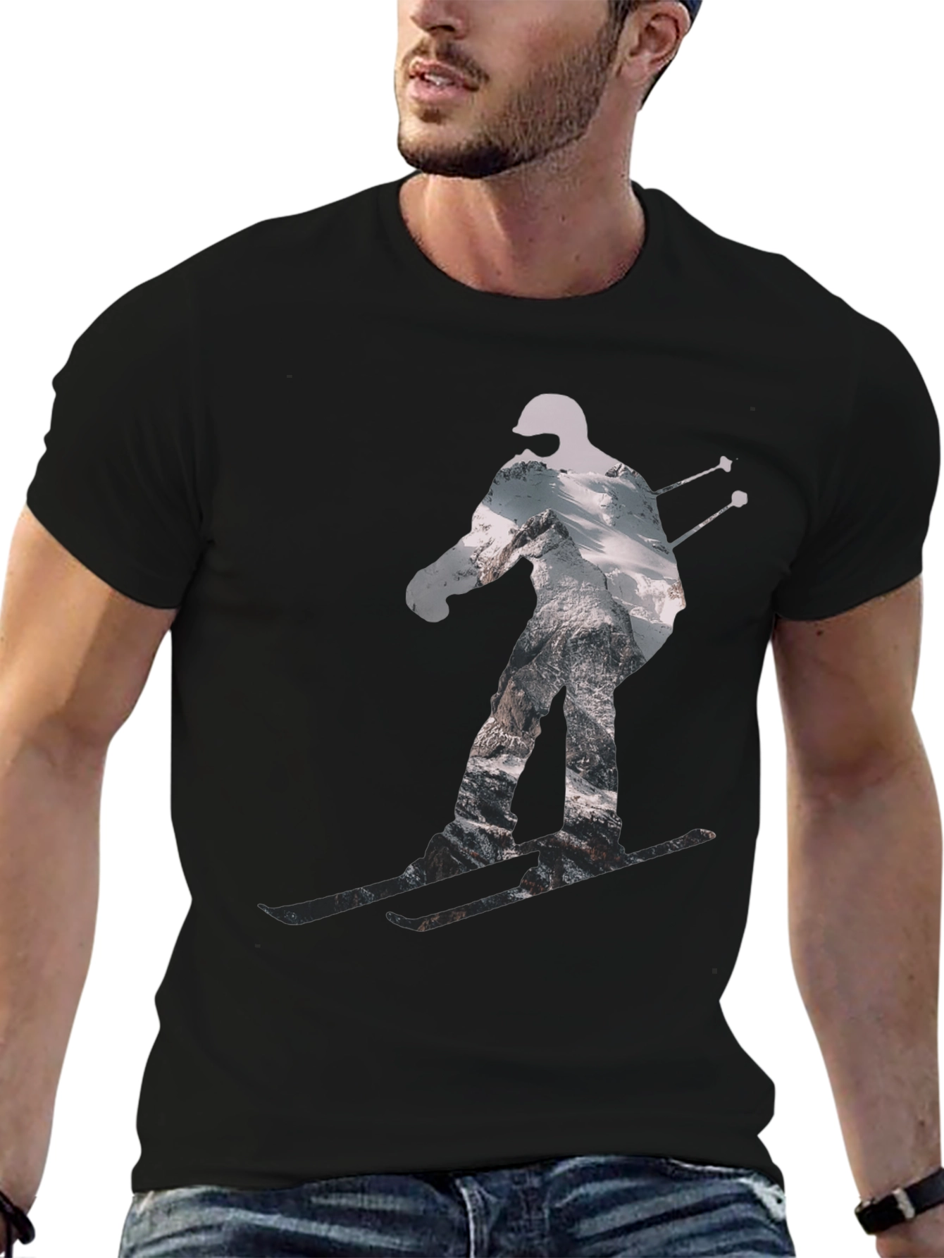 Black Skier Graphic Tee - Black T-Shirt view 6