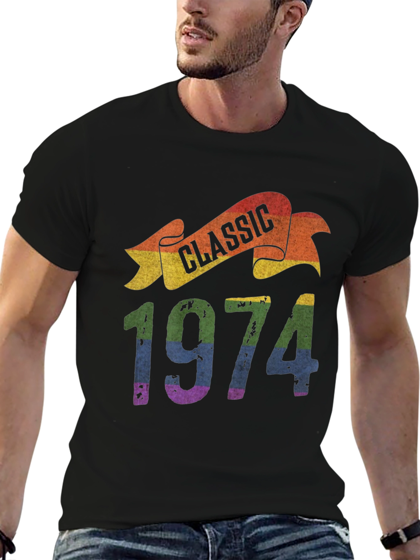 Black Classic 1974 Rainbow T-Shirt view 6