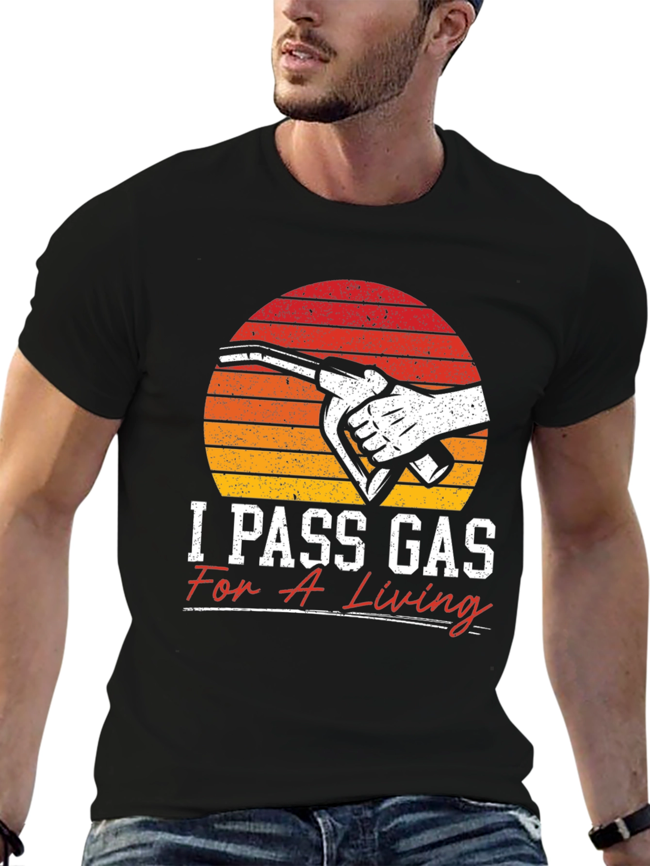 Black I Pass Gas For a Living T-Shirt view 6