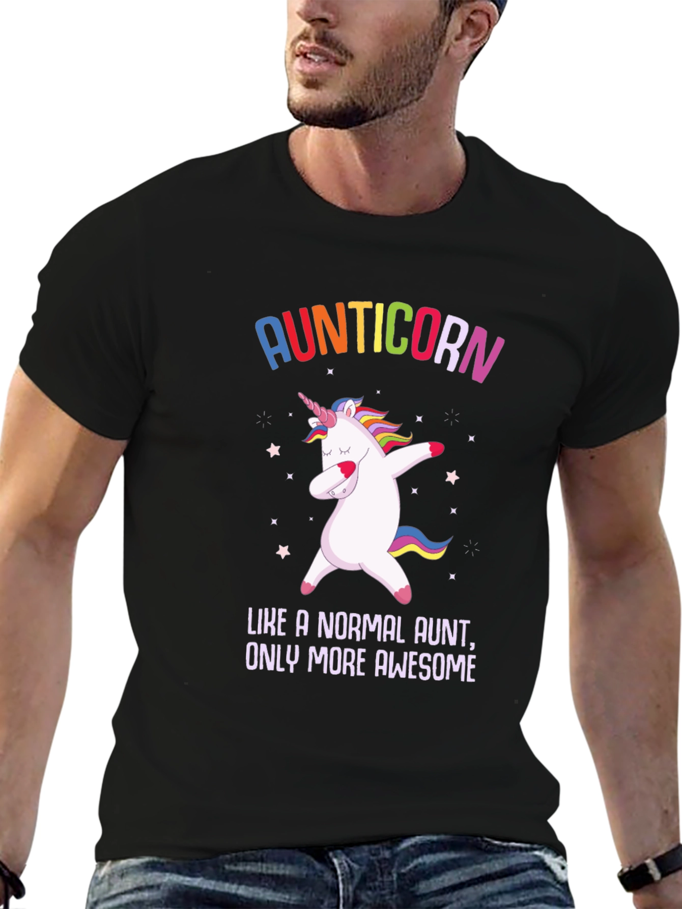 Black Aunticorn T-Shirt - Awesome Aunt Gift view 6