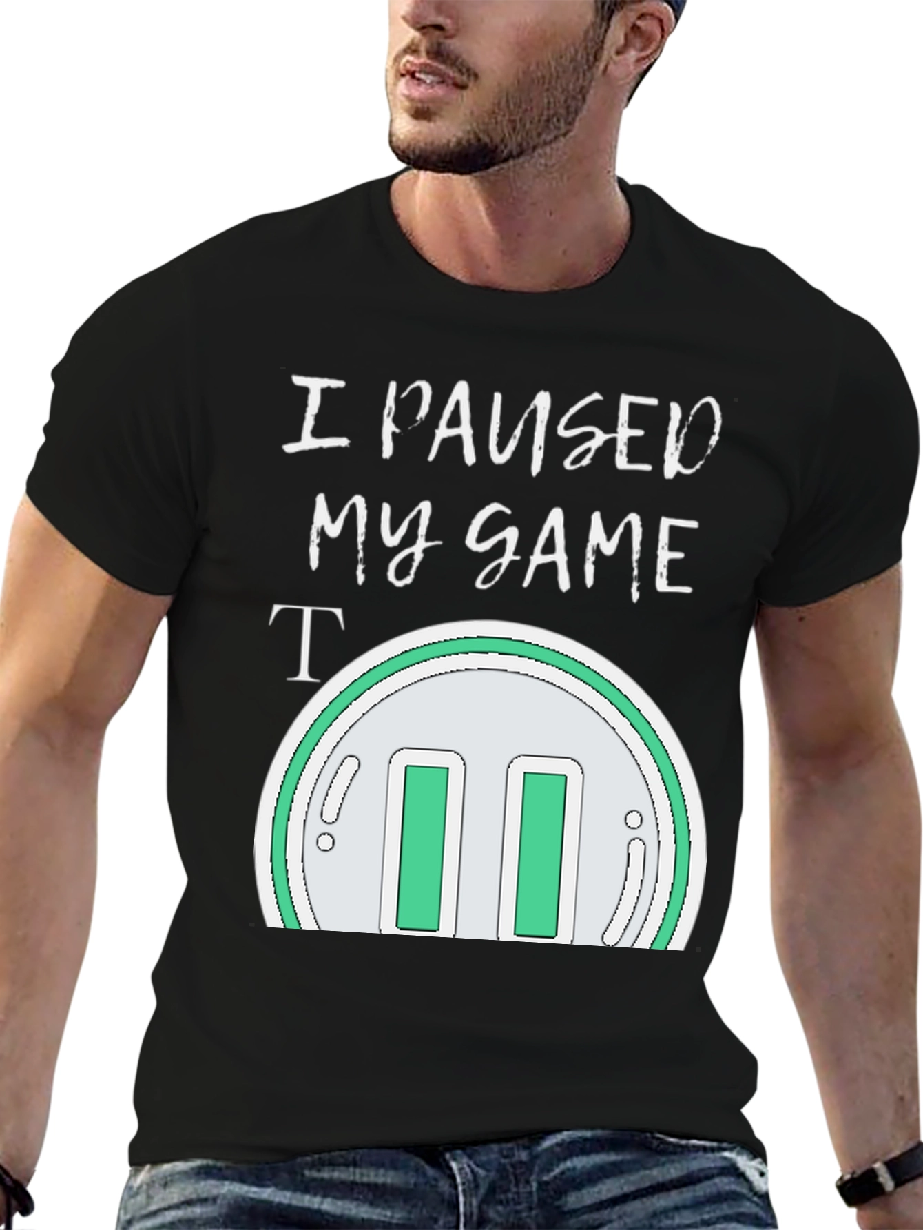 Black I Paused My Game T-Shirt - Gamer Apparel view 6