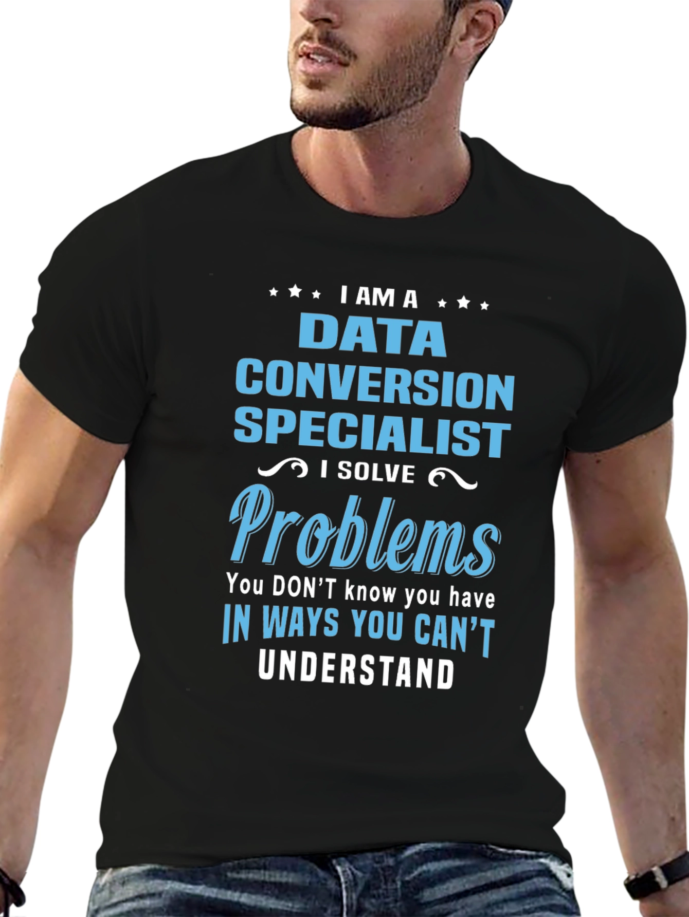 Black Data Conversion Specialist Novelty T-Shirt view 6