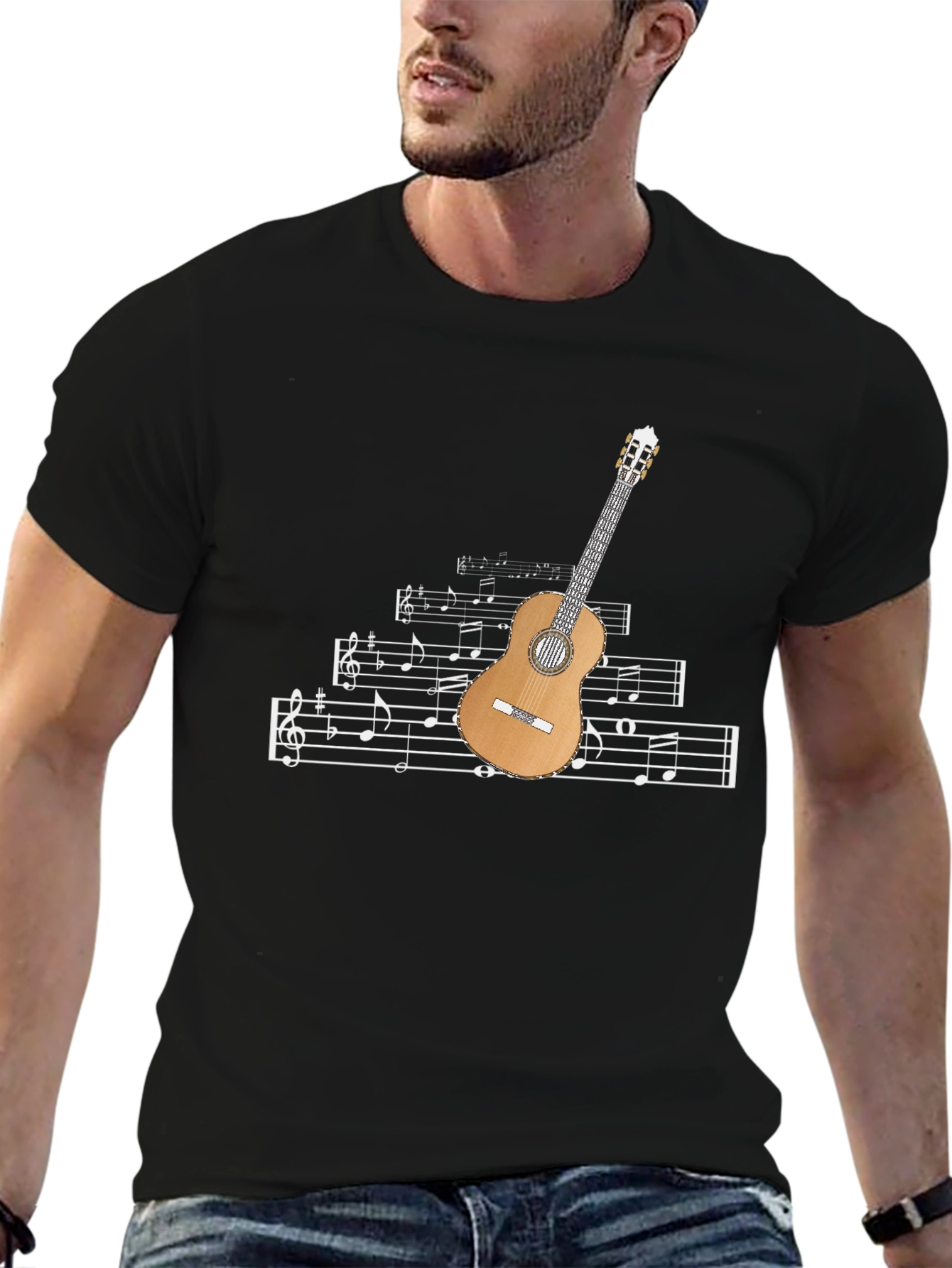 Black Musical Guitar Graphic Tee view 6