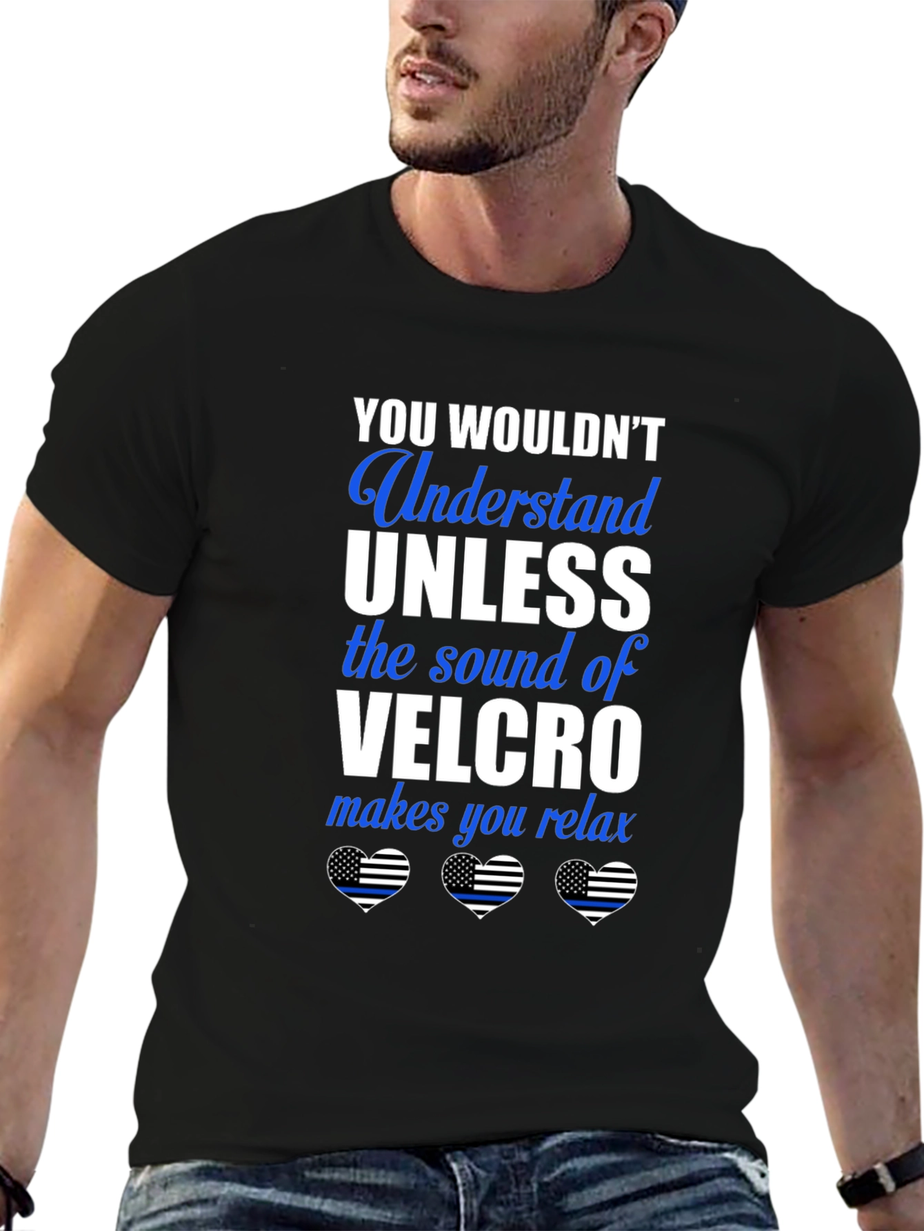 Black Velcro Sound Relax T-Shirt - Funny Police Supporter Tee view 6
