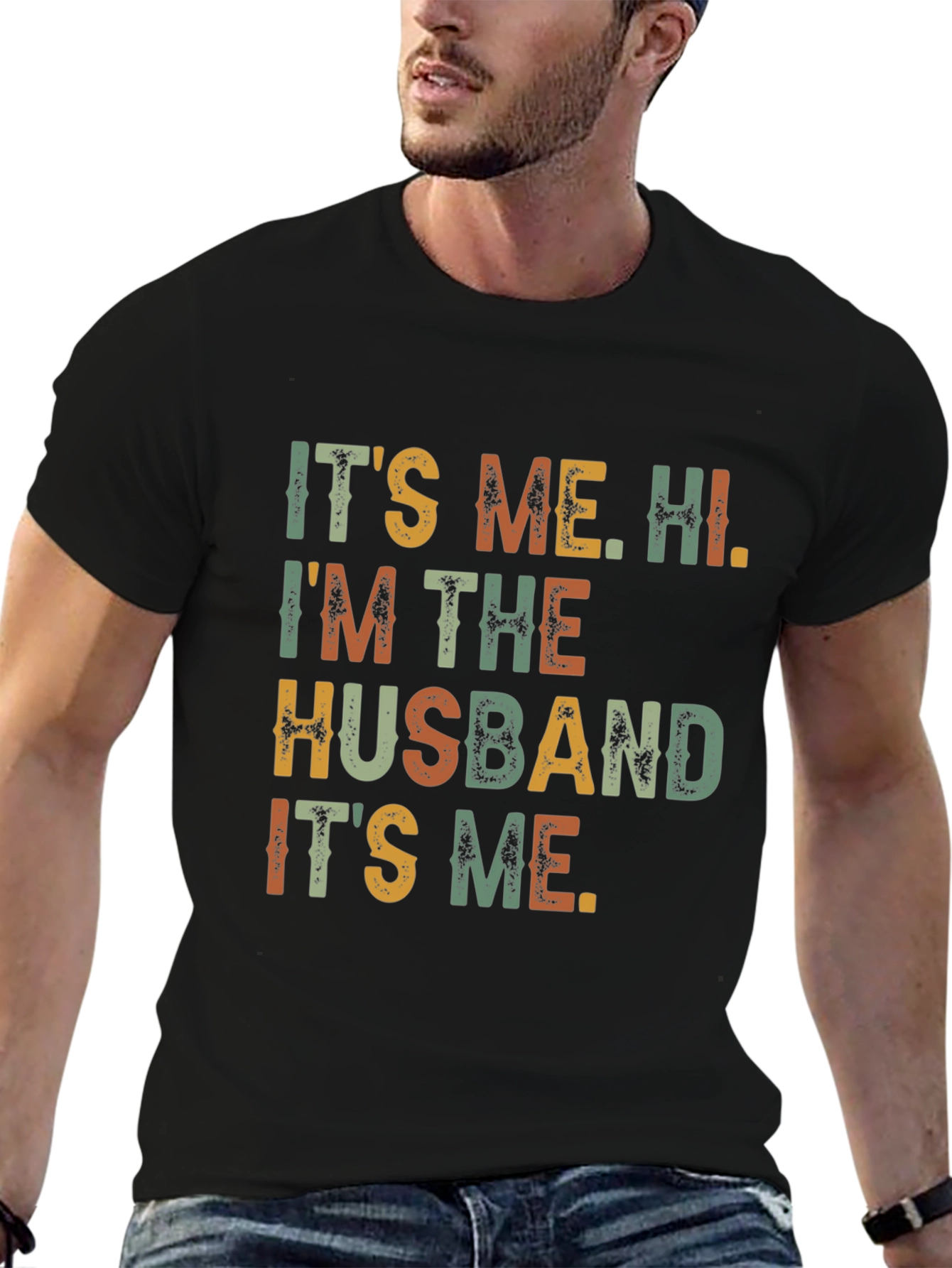 Black It's Me, Hi, I'm The Husband Funny T-Shirt view 6