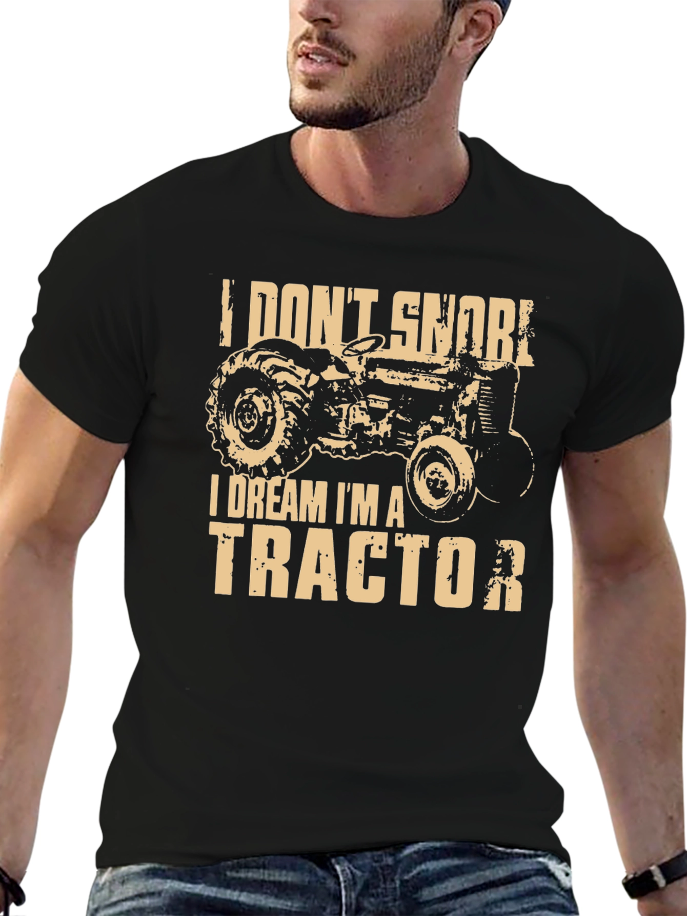 Black I Dream I'm A Tractor Graphic T-Shirt view 6
