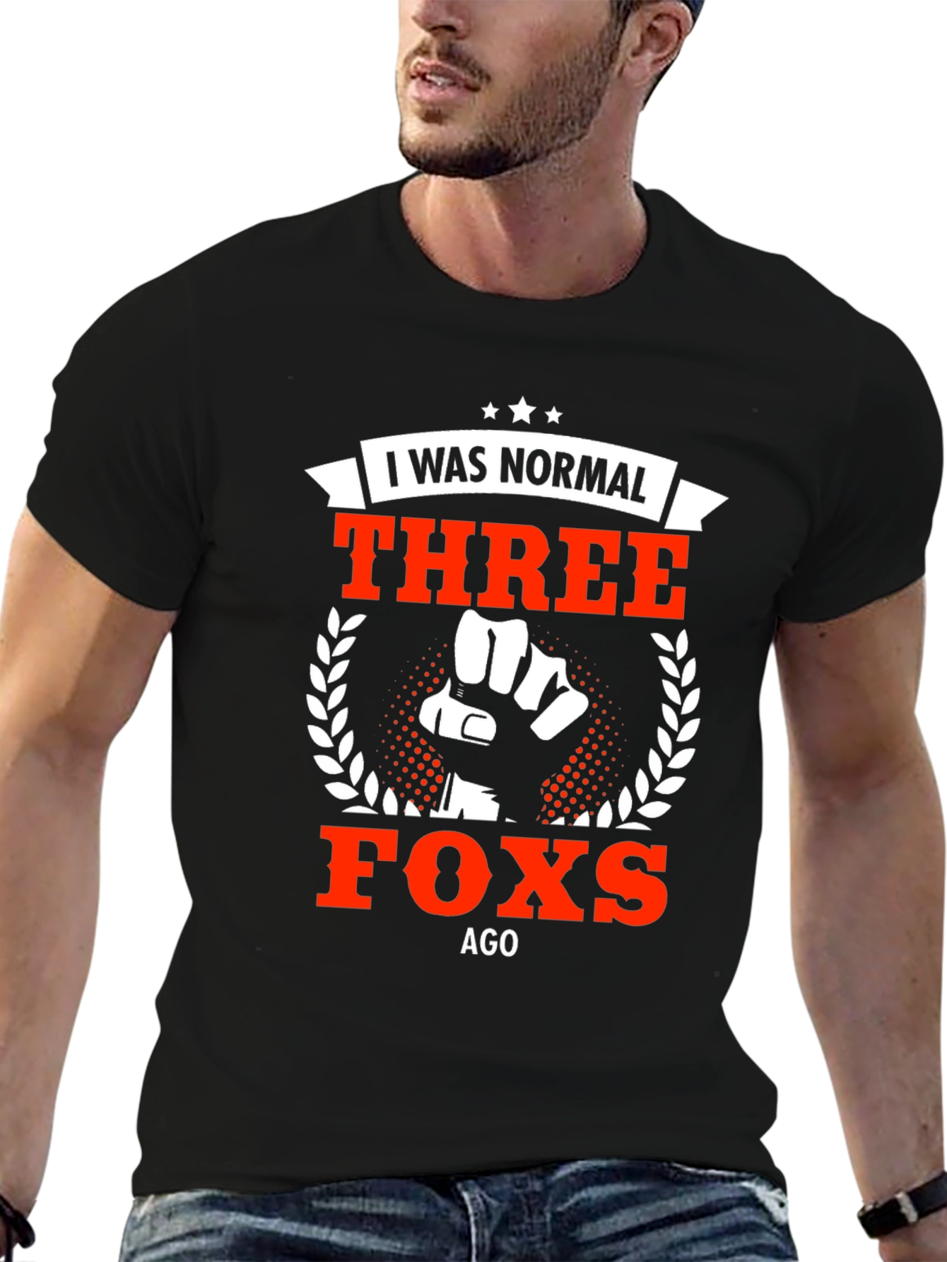 Black Three Foxes Ago Funny Graphic T-Shirt view 6