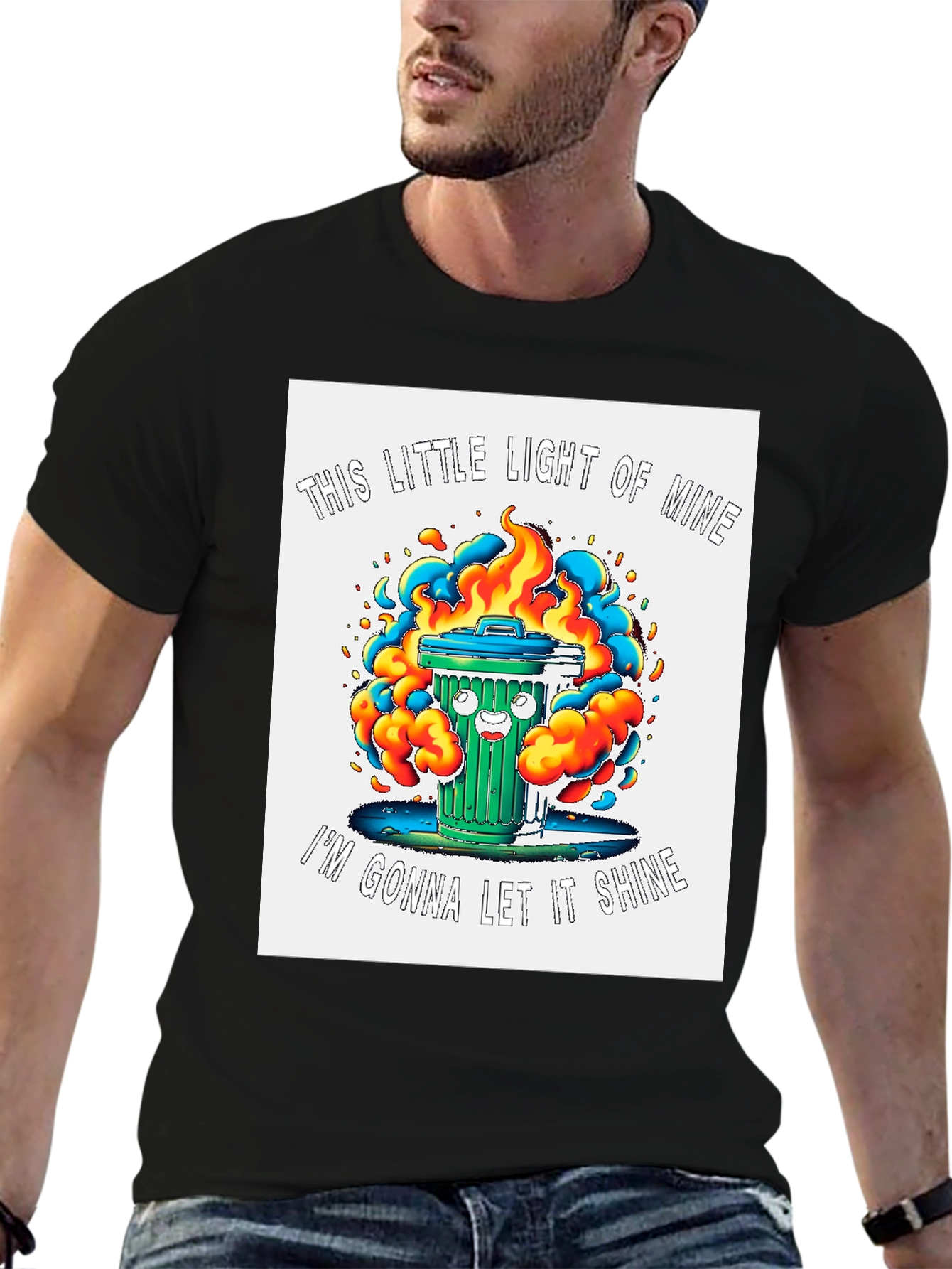 Black Funny 'This Little Light of Mine' Graphic Tee view 6