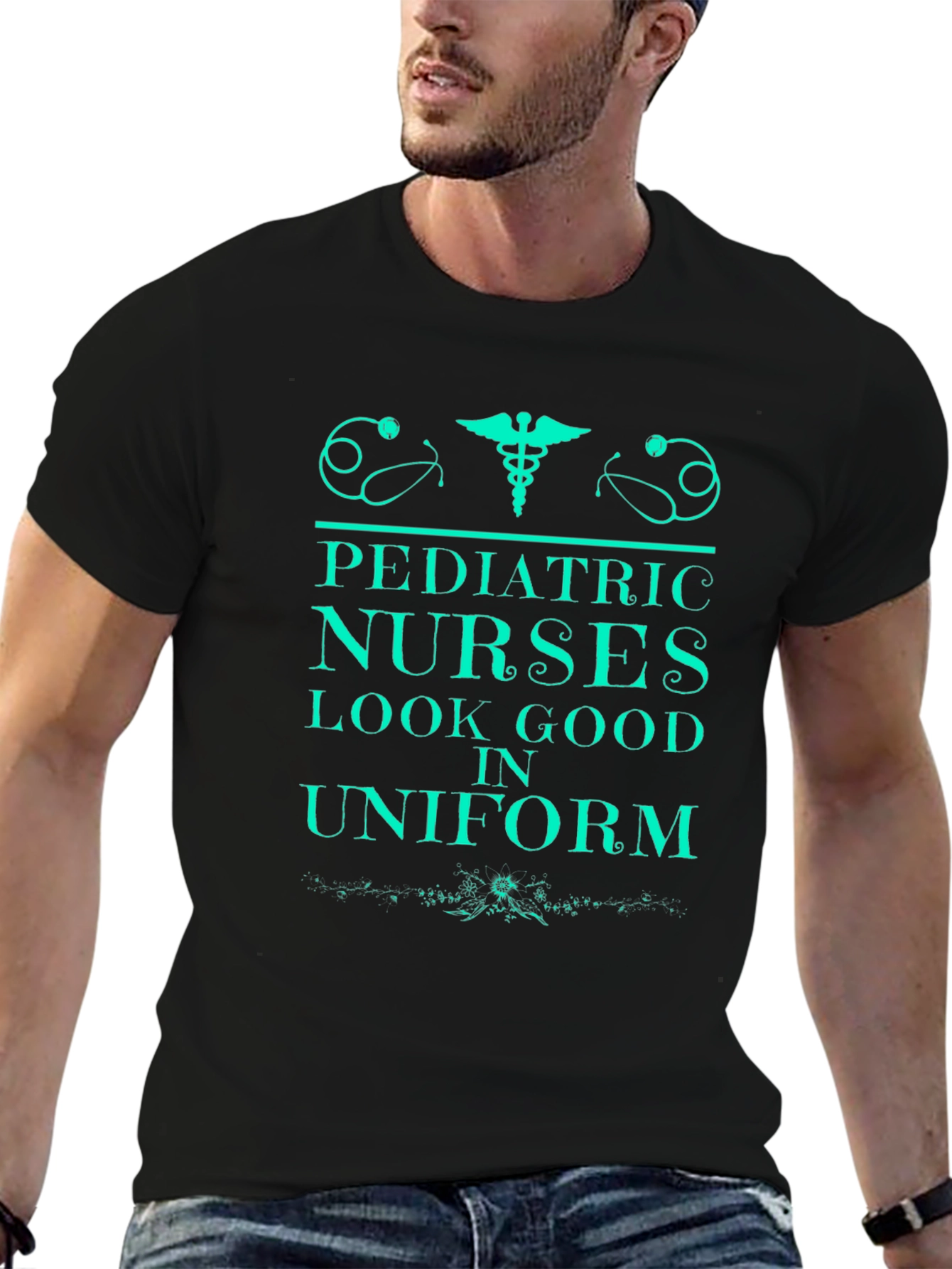 Black Pediatric Nurse Tee - Look Good in Uniform! view 6