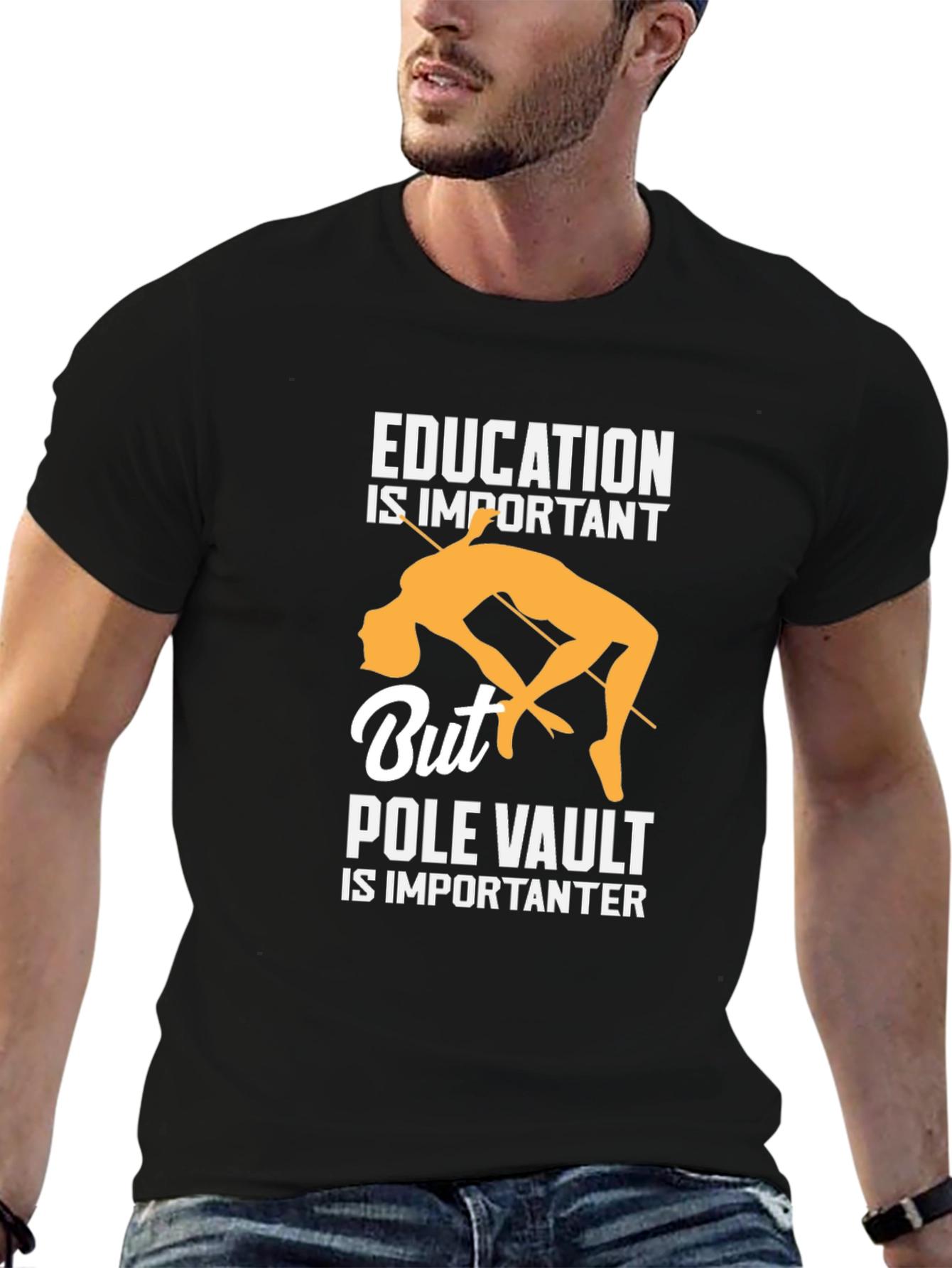 Black Education is Important, But Pole Vault is Importanter T-Shirt view 6