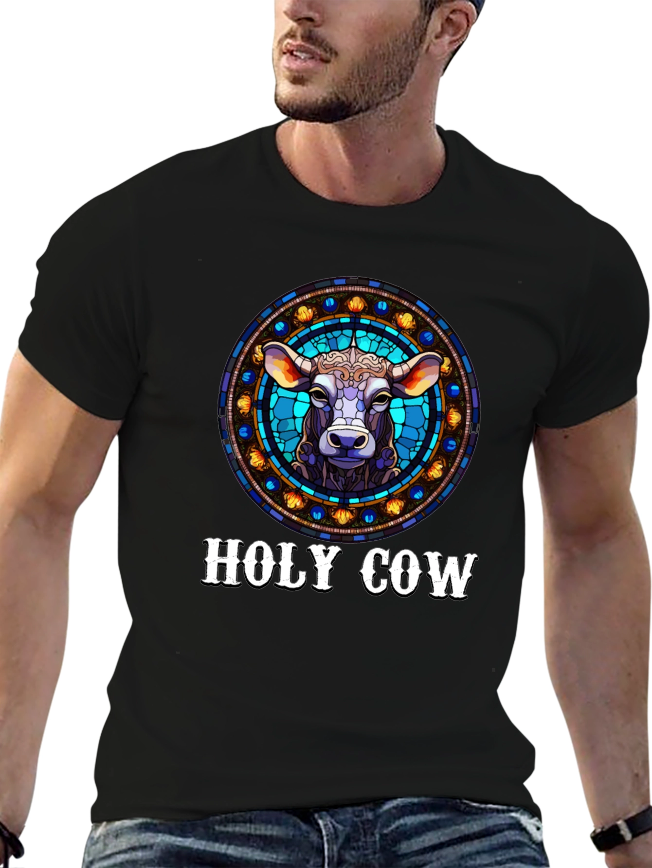 Black Holy Cow Graphic Tee - Black view 6