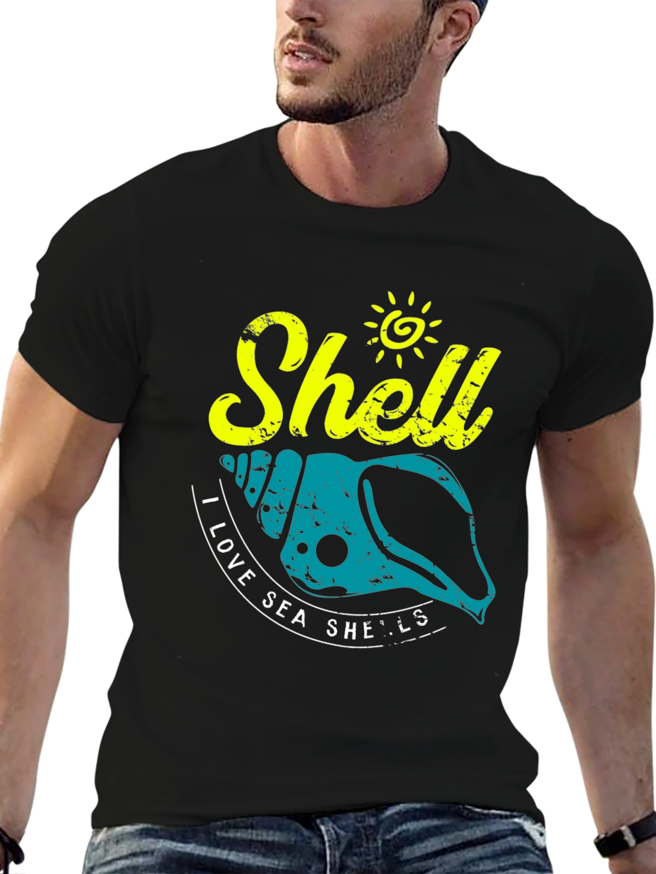 Black I Love Sea Shells Graphic T-Shirt view 6