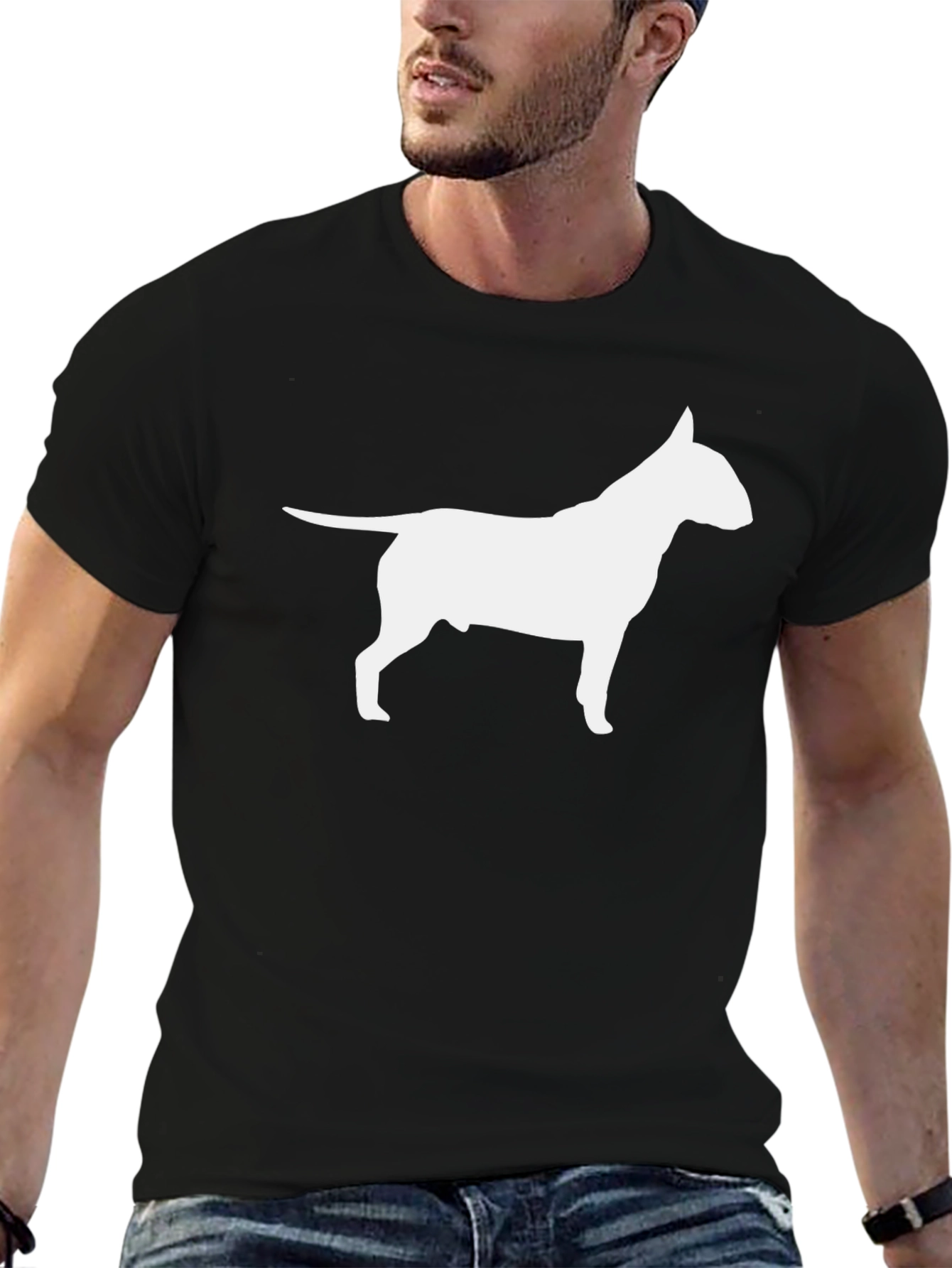 Black Bull Terrier Silhouette T-Shirt view 6