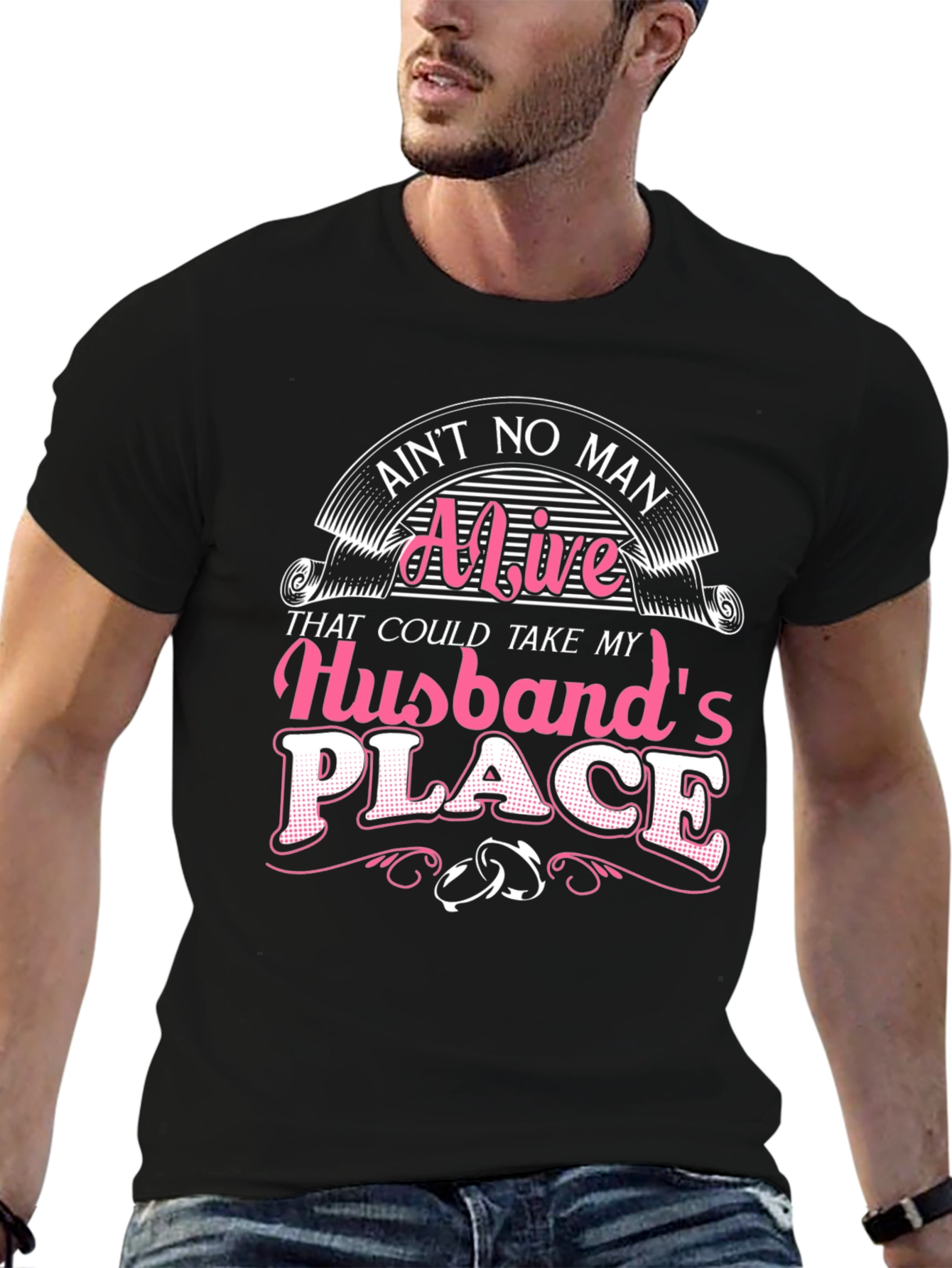 Black Ain't No Man Husband T-Shirt view 6