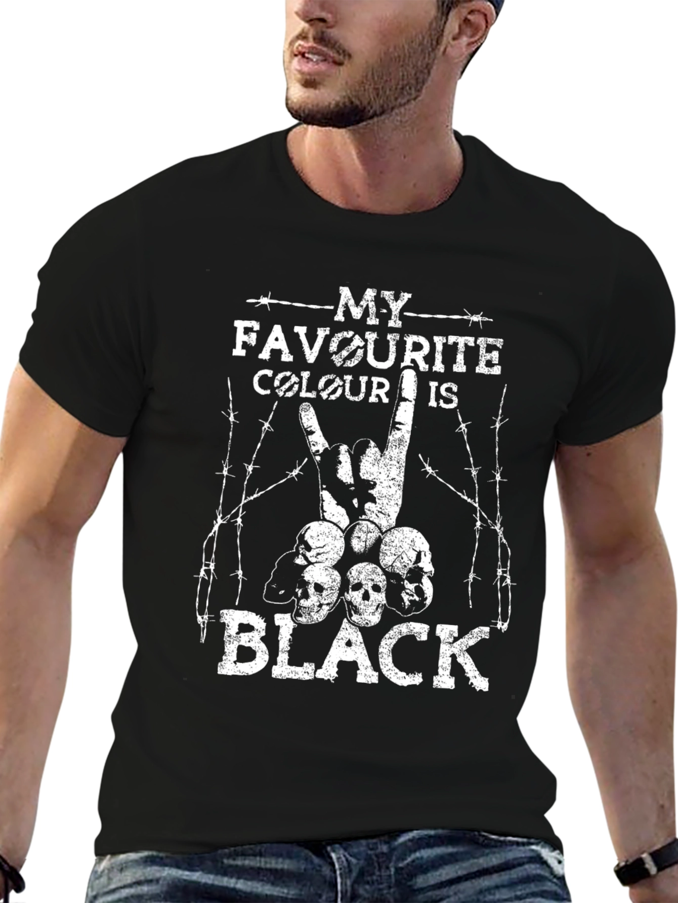 Black My Favorite Colour is Black T-Shirt view 6