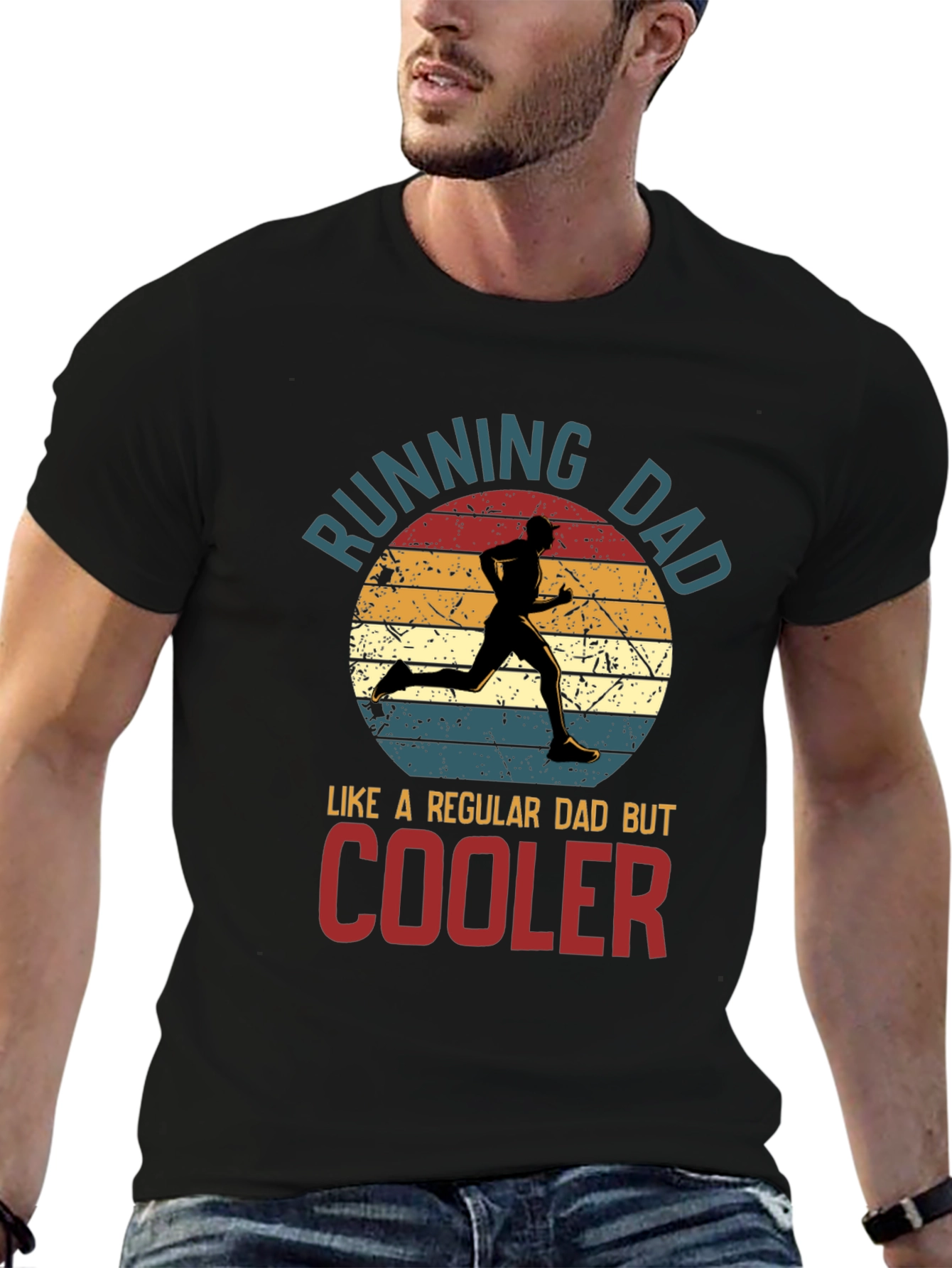 Black Running Dad T-Shirt - Cool Dad Edition! view 6
