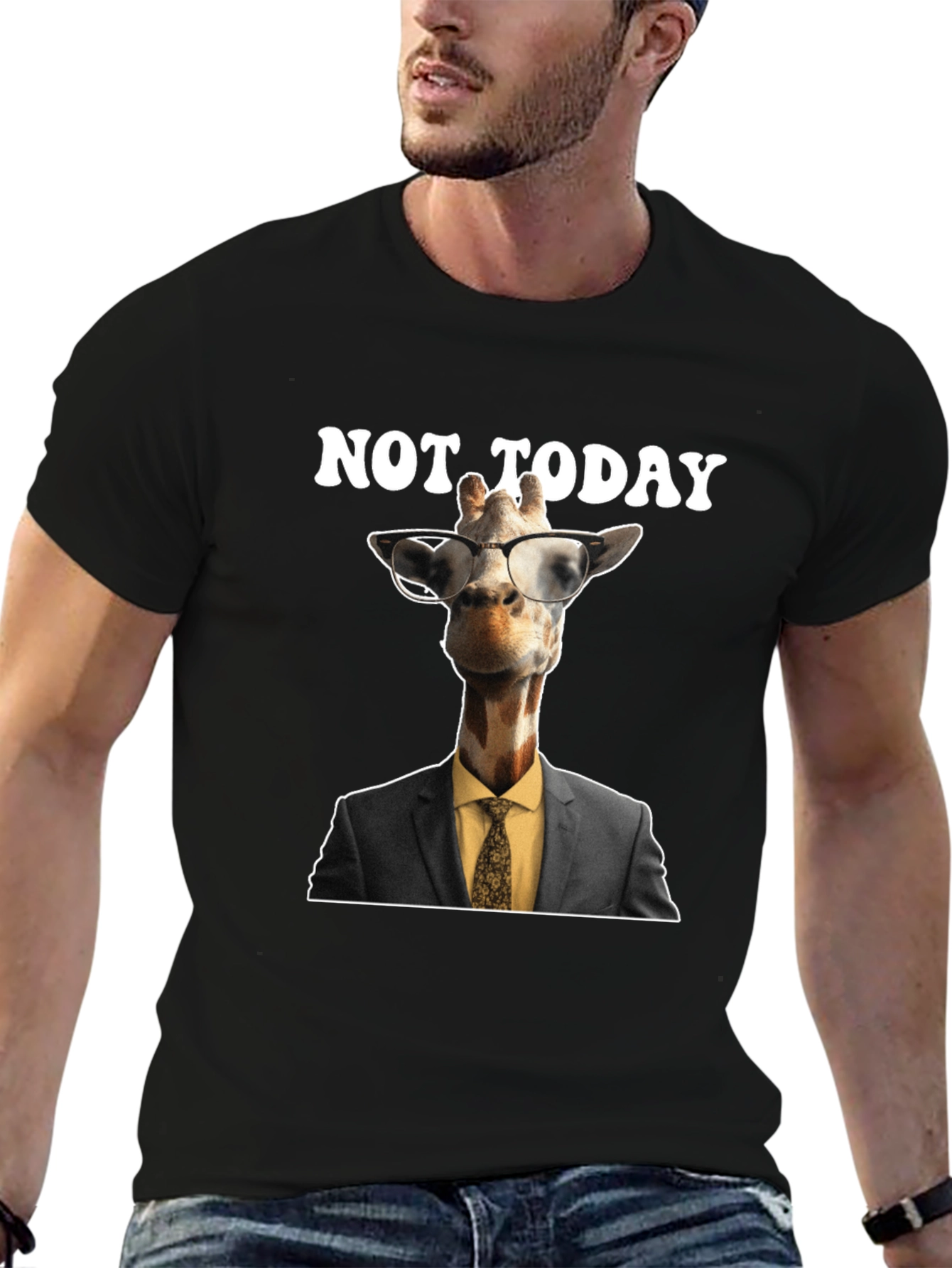 Black Not Today Giraffe T-Shirt view 6