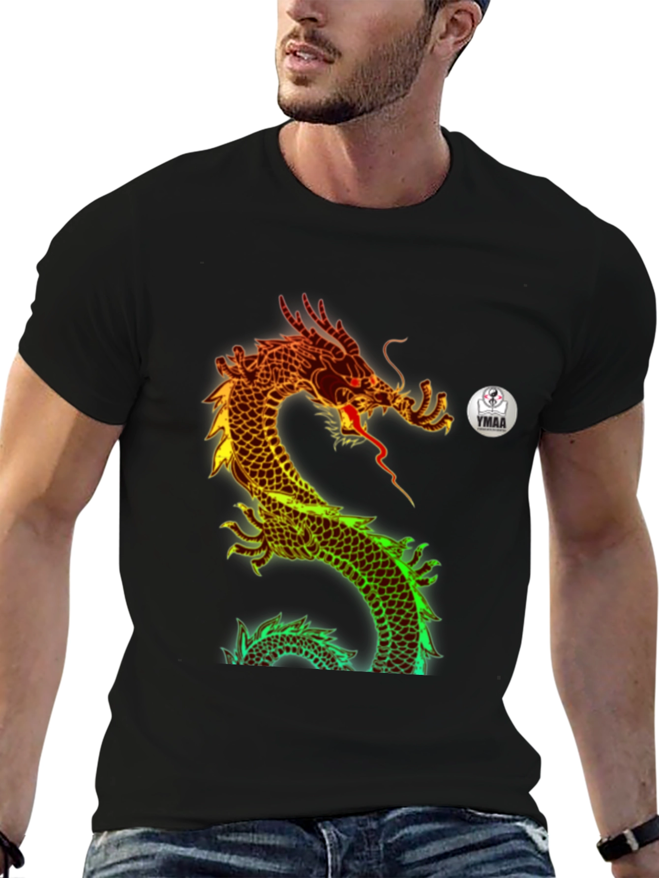 Black Fiery Dragon Graphic Tee - Bold Streetwear view 6
