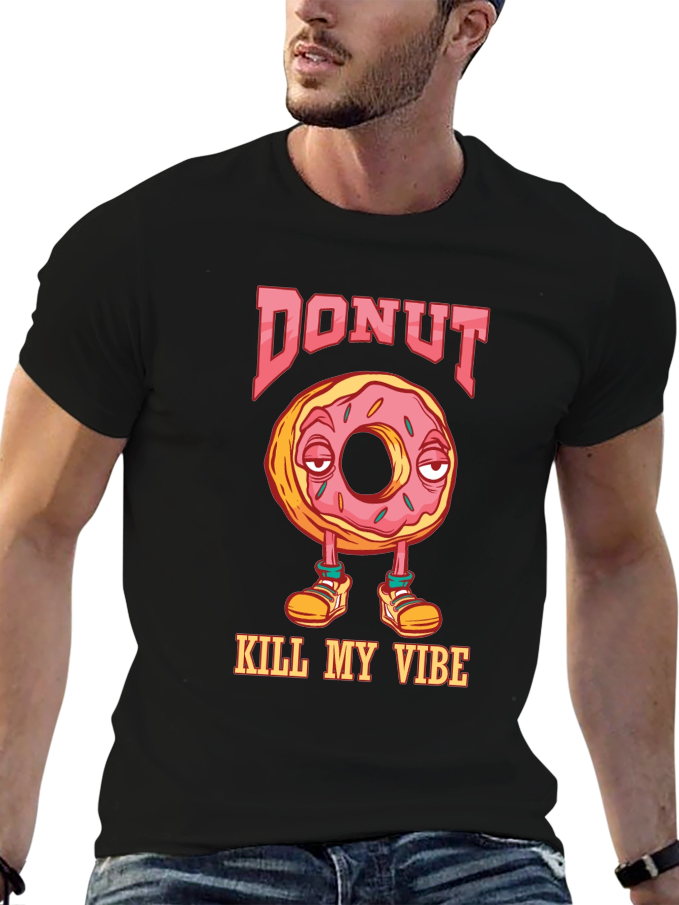 Black Donut Kill My Vibe Graphic T-Shirt view 6