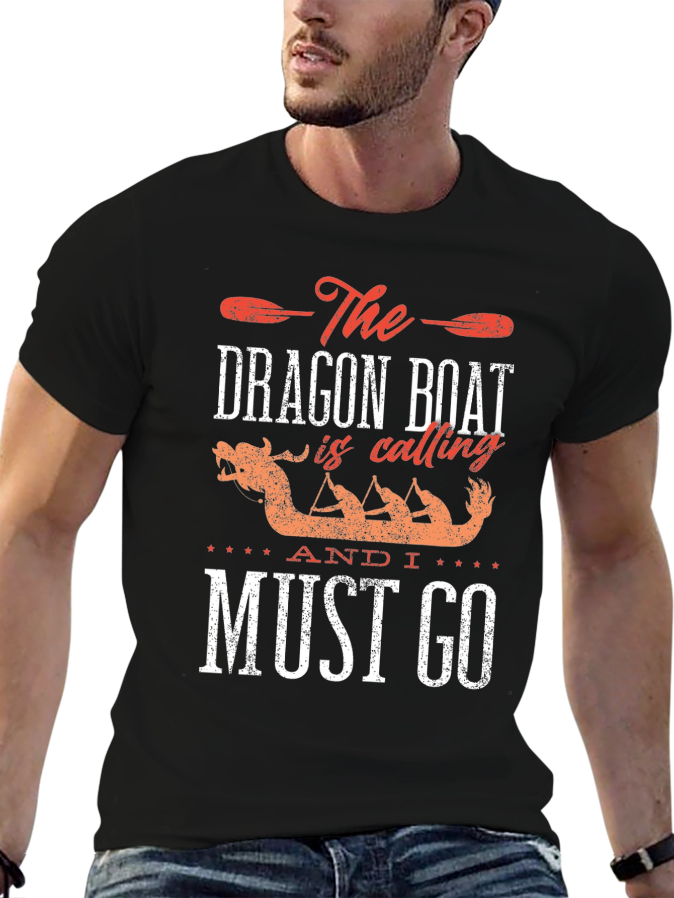 Black Dragon Boat Calling T-Shirt - Paddling Team Tee view 6