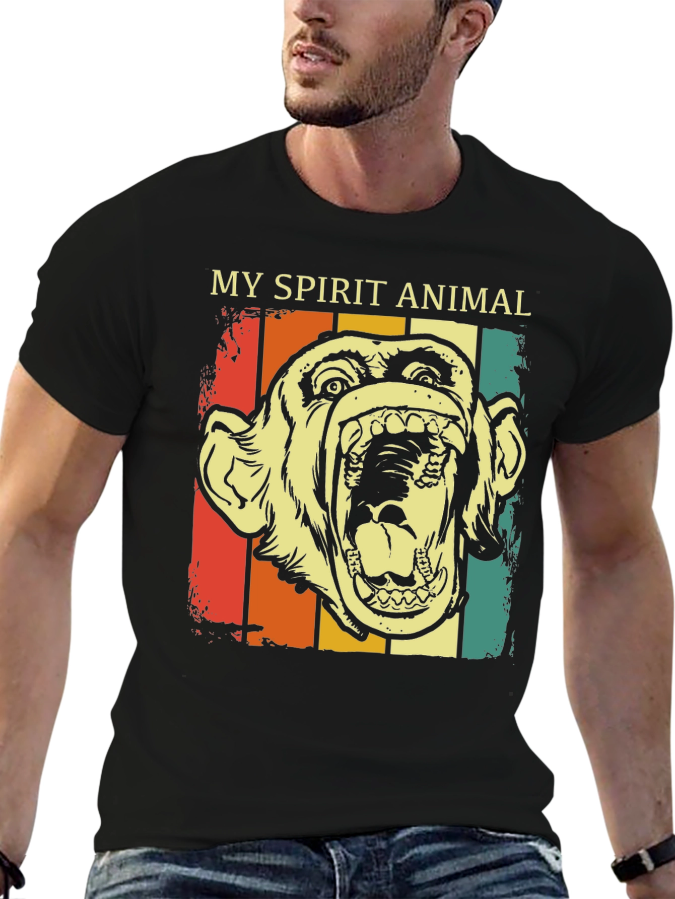 My Spirit Animal Retro Monkey Graphic T-Shirt - 6